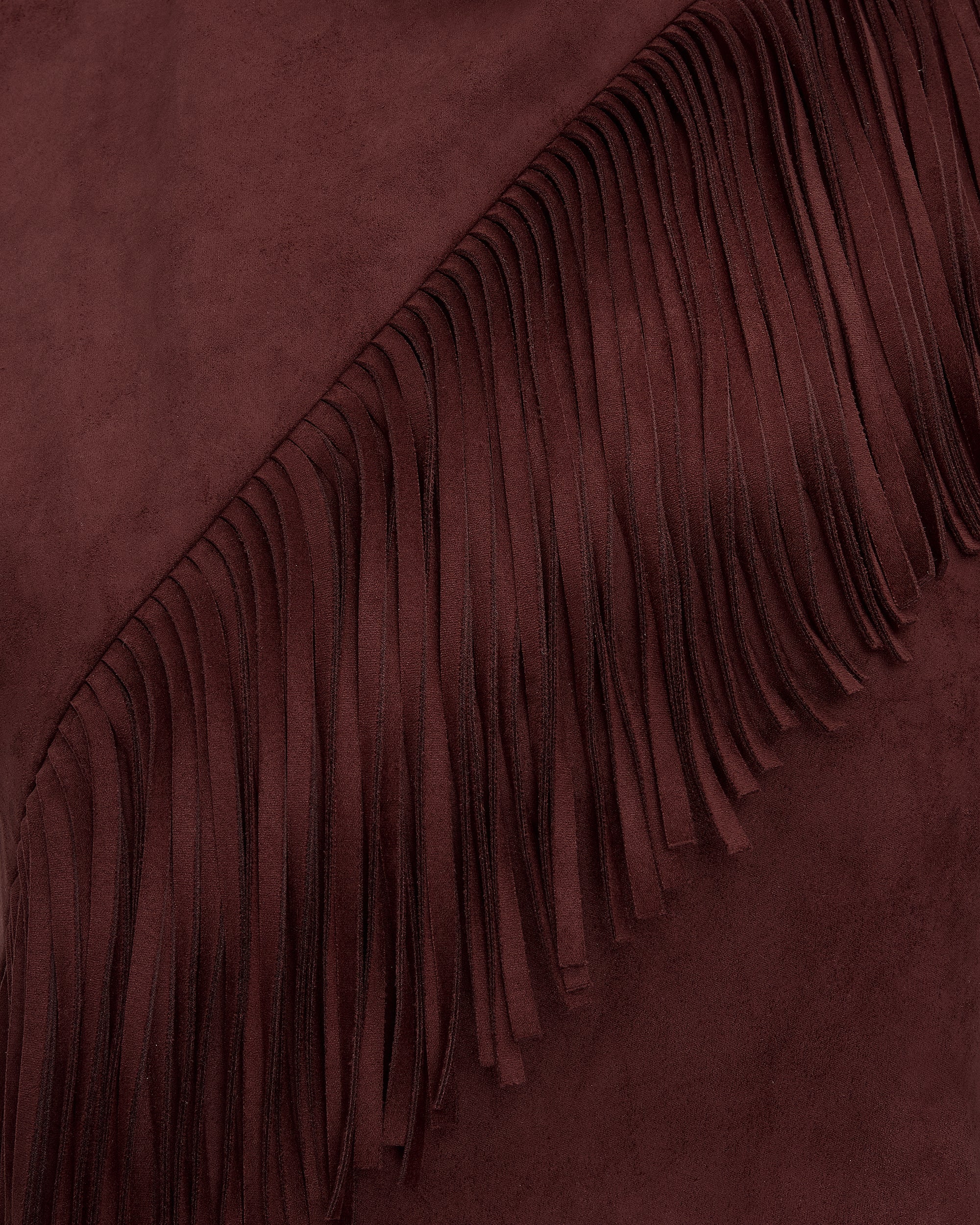 Adeline Asymmetric Fringe Sueded Top - Burgundy - Image 6