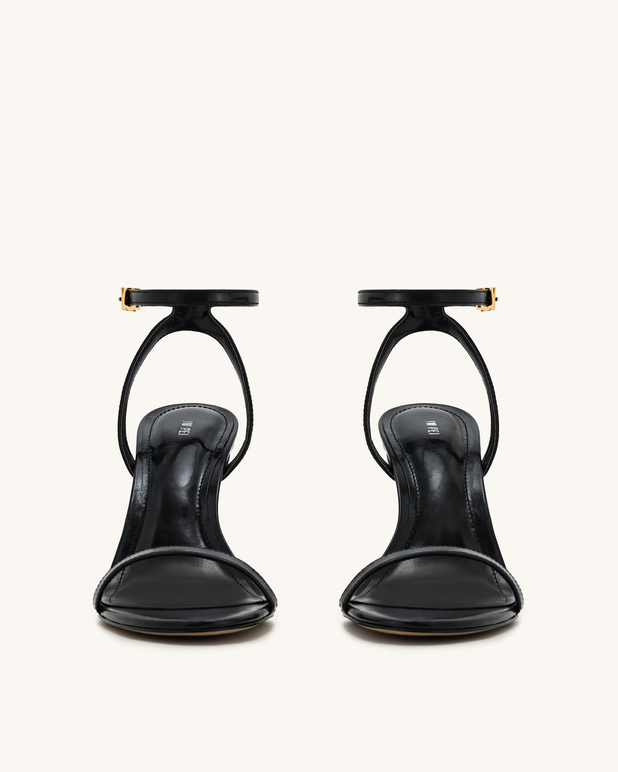 Alivia Gold Metal Heel Sandals - Black - Image 3