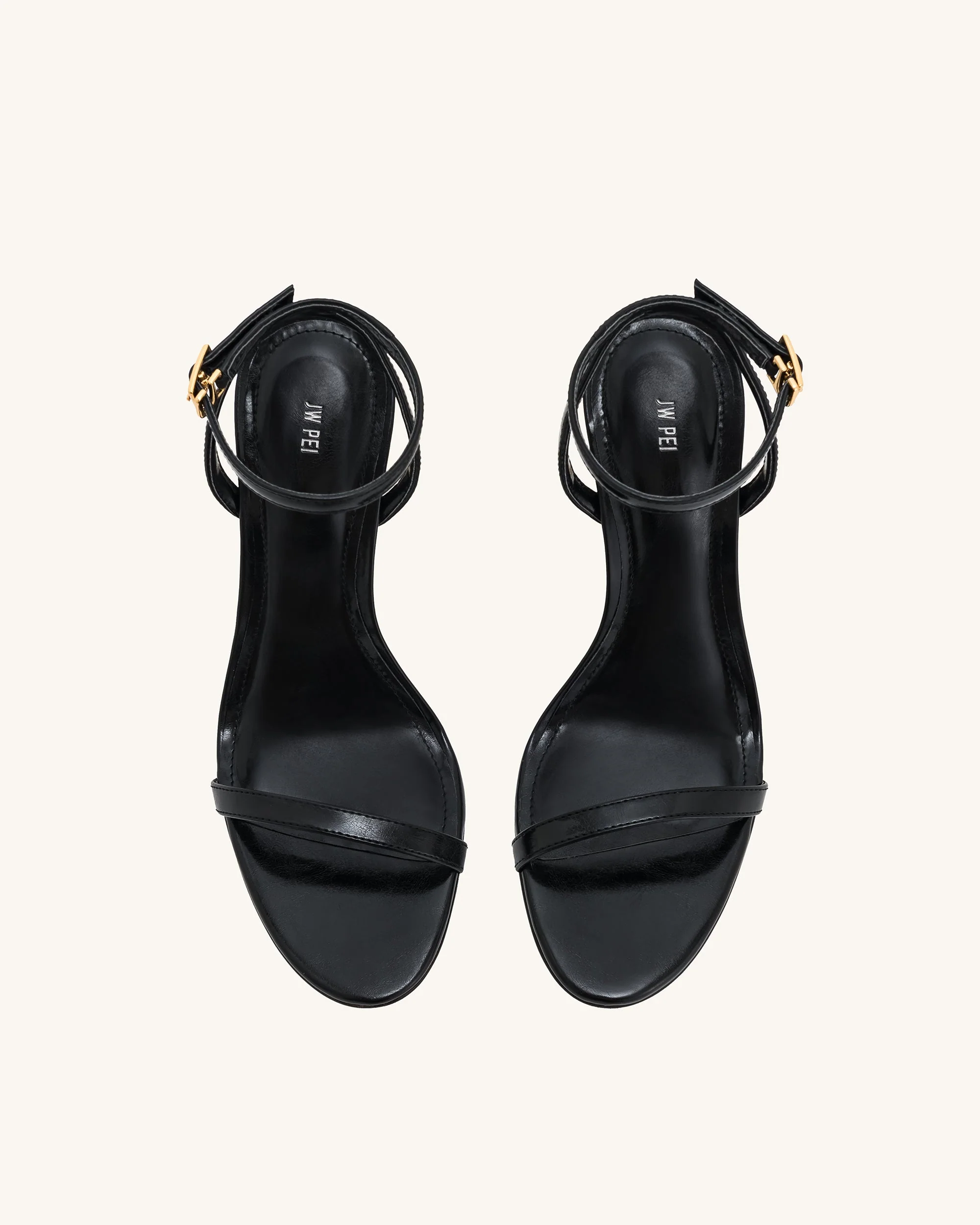 Alivia Gold Metal Heel Sandals - Black - Image 4