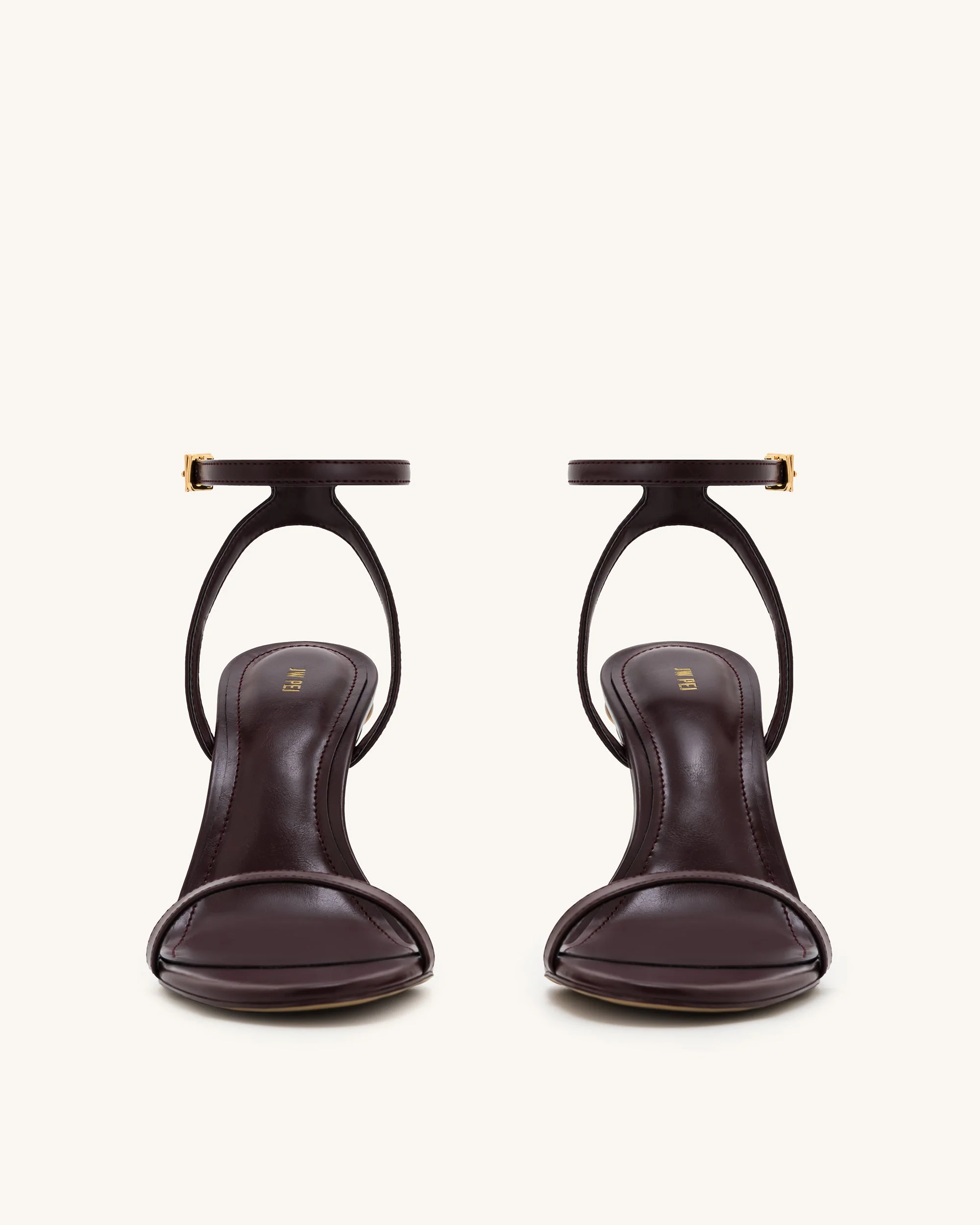 Alivia Gold Metal Heel Sandals - Claret Red - Image 3