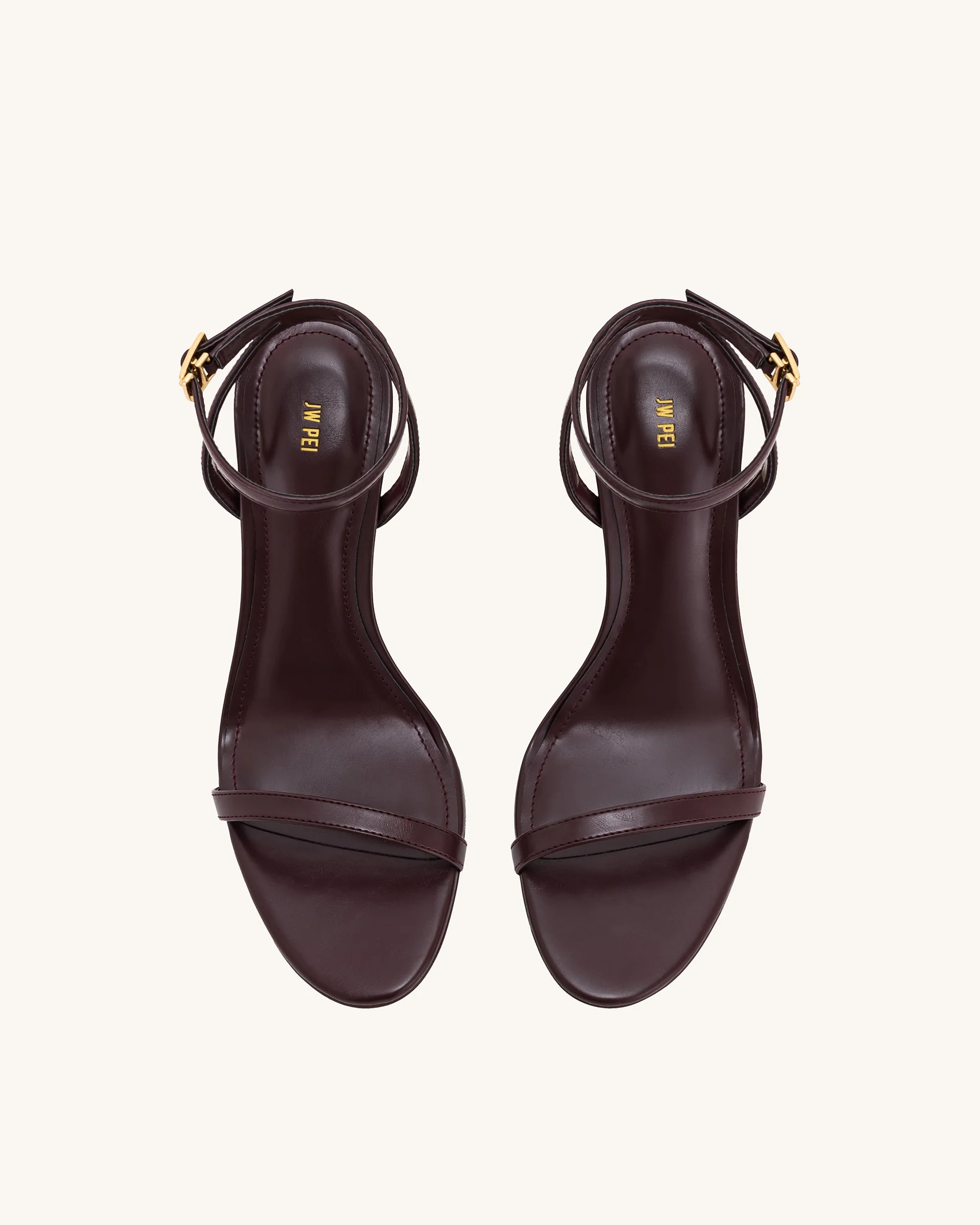 Alivia Gold Metal Heel Sandals - Claret Red - Image 4