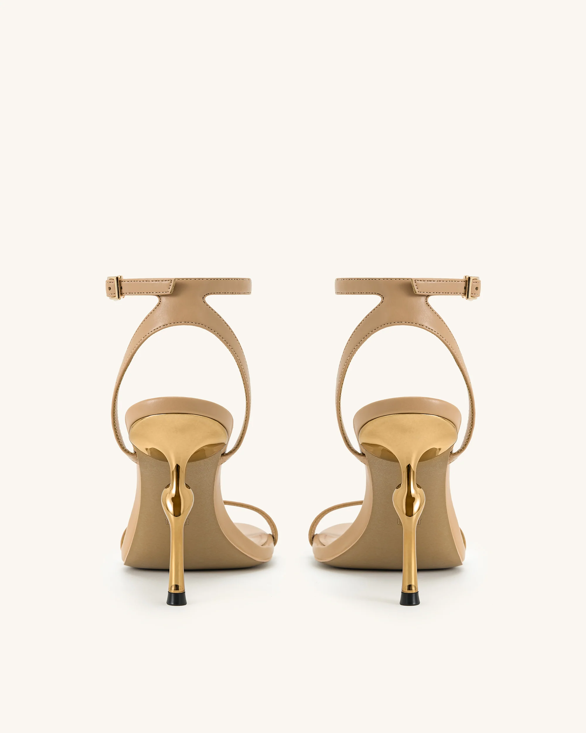 Alivia Gold Metal Heel Sandals - Khaki - Image 5