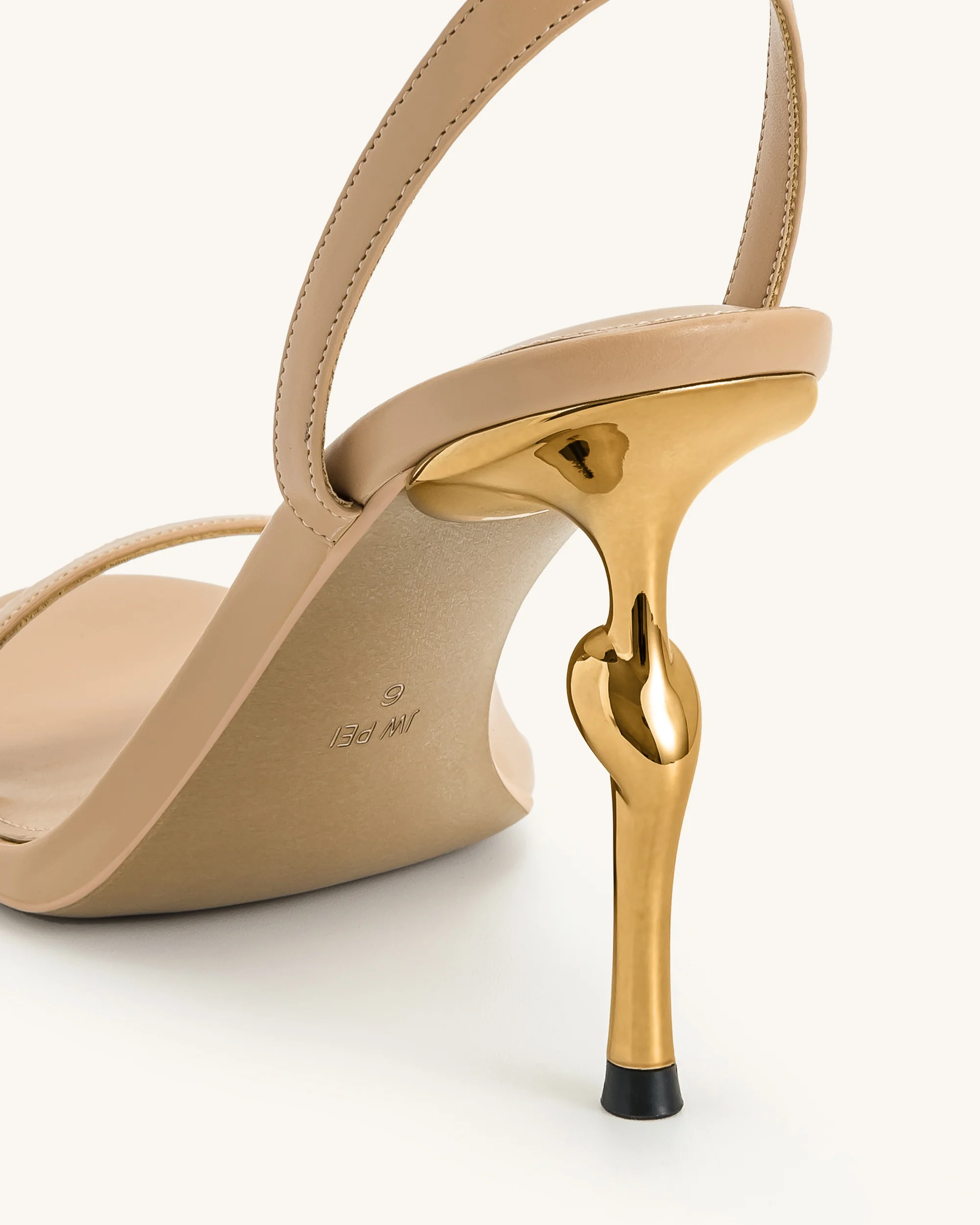 Alivia Gold Metal Heel Sandals - Khaki - Image 6