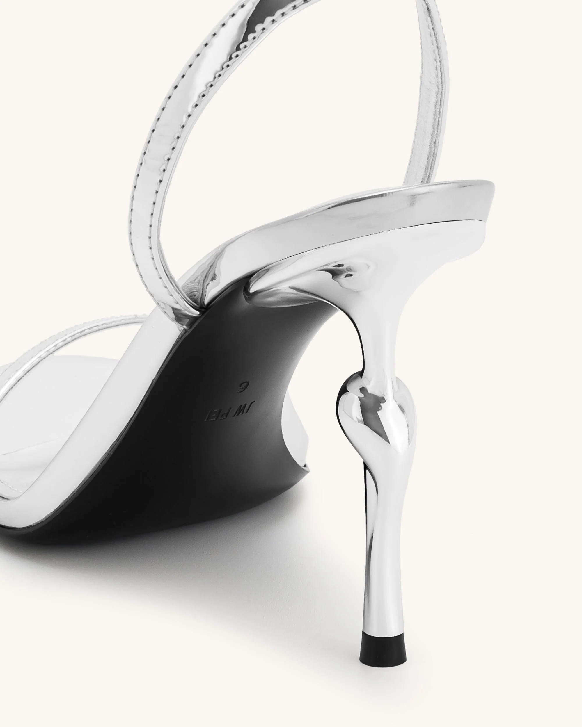 Alivia Gold Metal Heel Sandals - Silver - Image 6