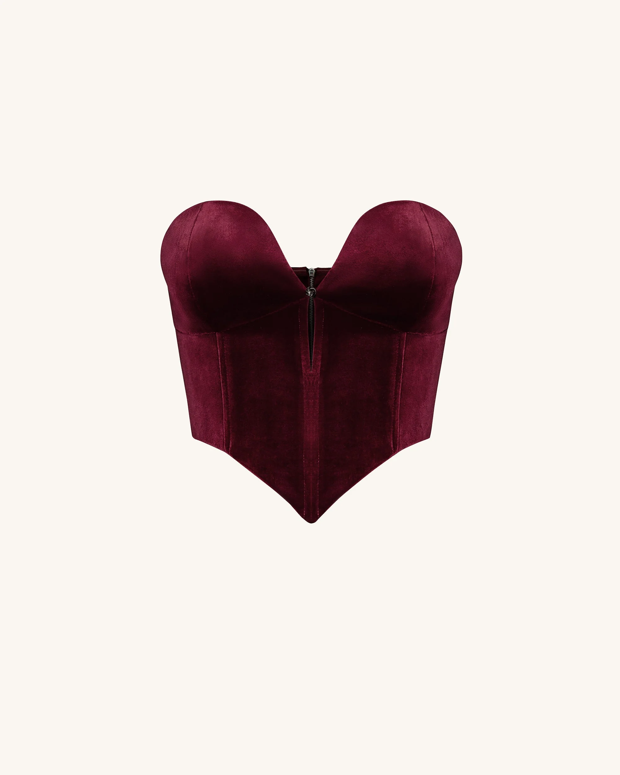 Anna Low-cut Velvet Corset Top - Claret - Image 3