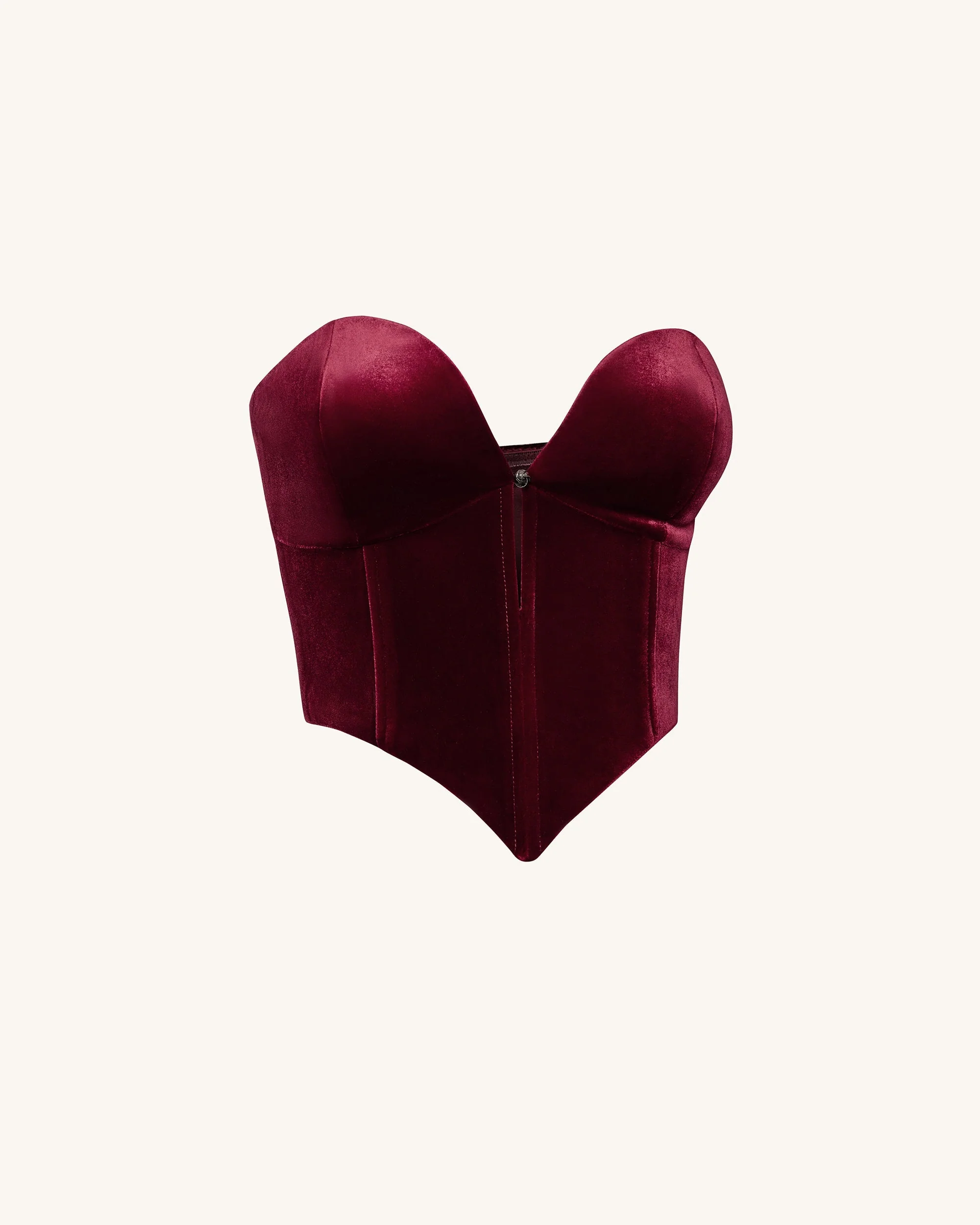 Anna Low-cut Velvet Corset Top - Claret - Image 4