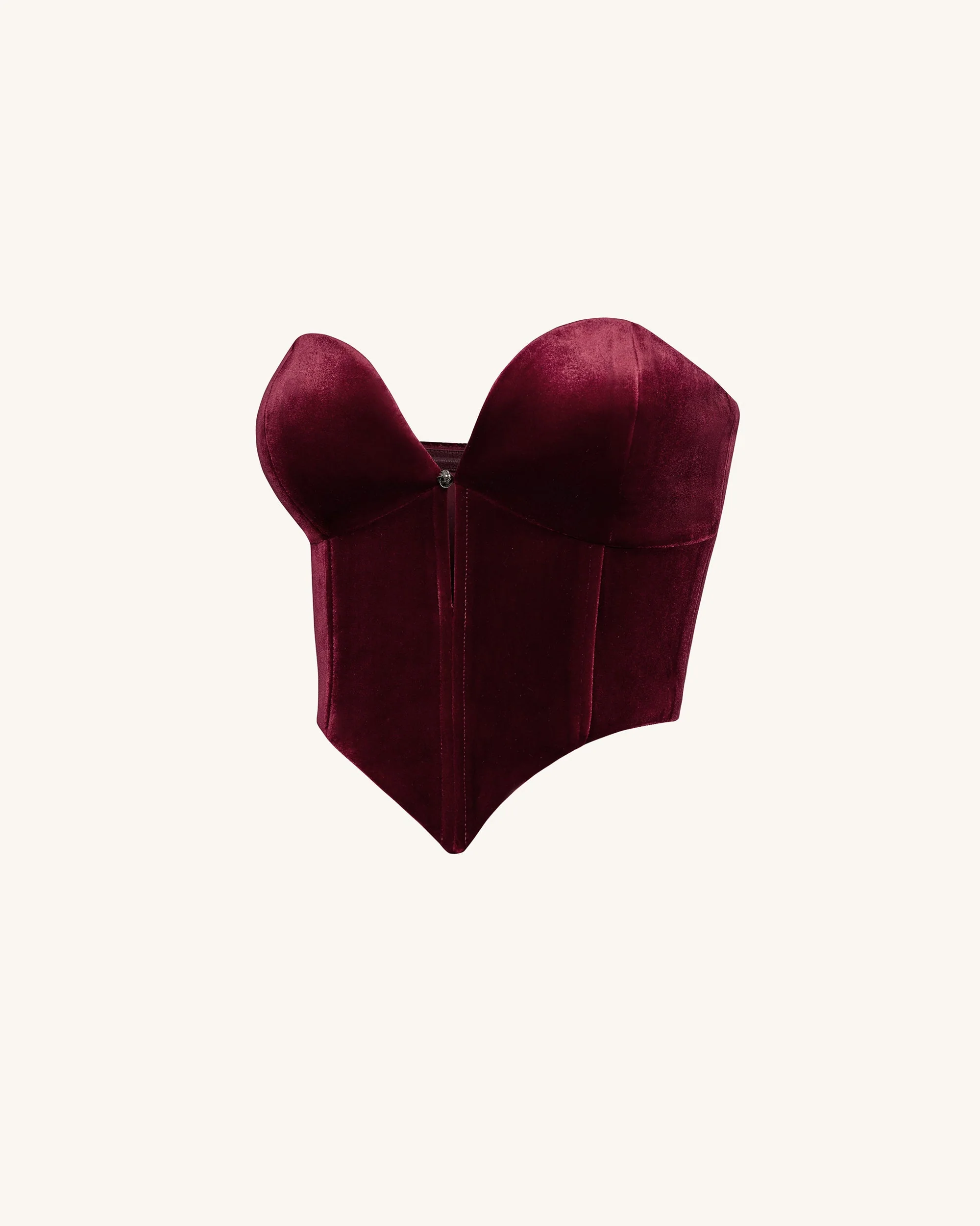 Anna Low-cut Velvet Corset Top - Claret - Image 5