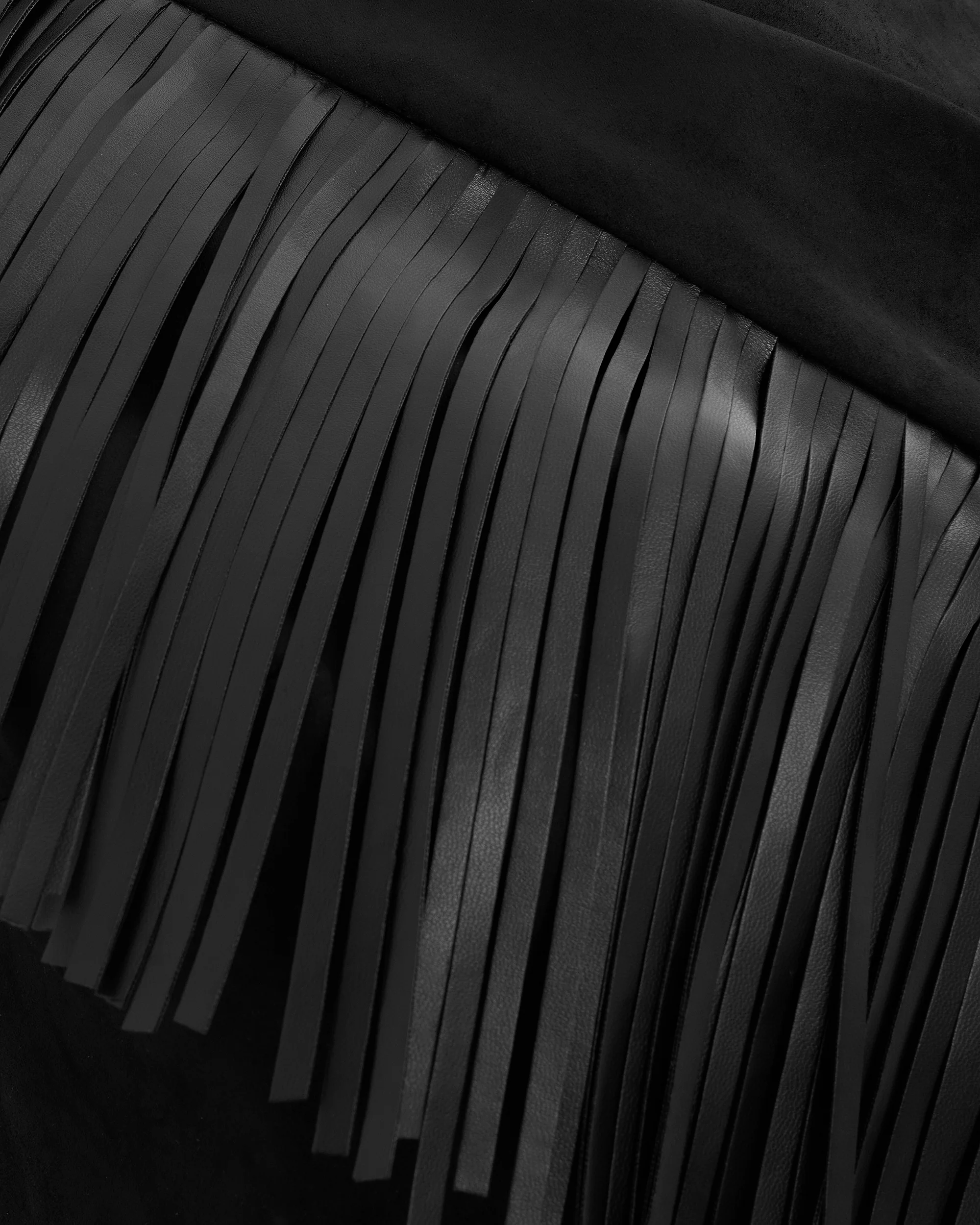 Ariana Asymmetric Fringe Sueded Top - Black - Image 7