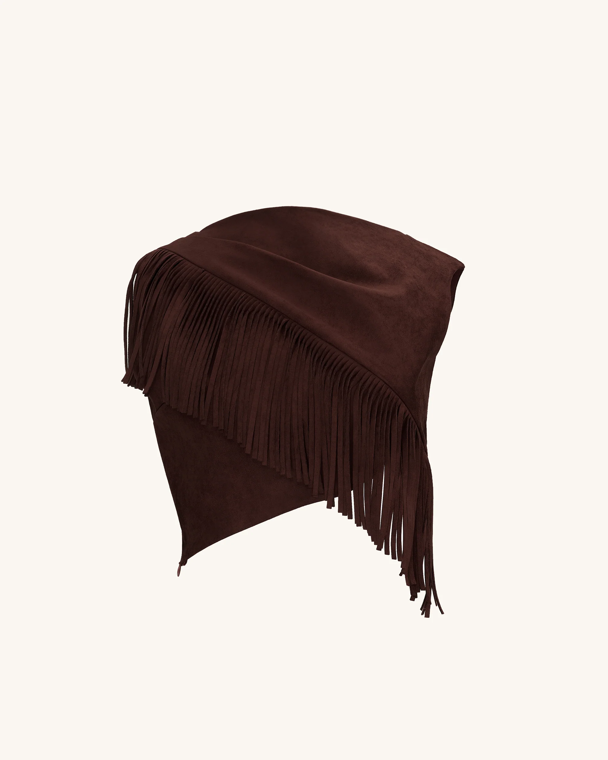 Ariana Asymmetric Fringe Sueded Top - Burgundy - Image 3