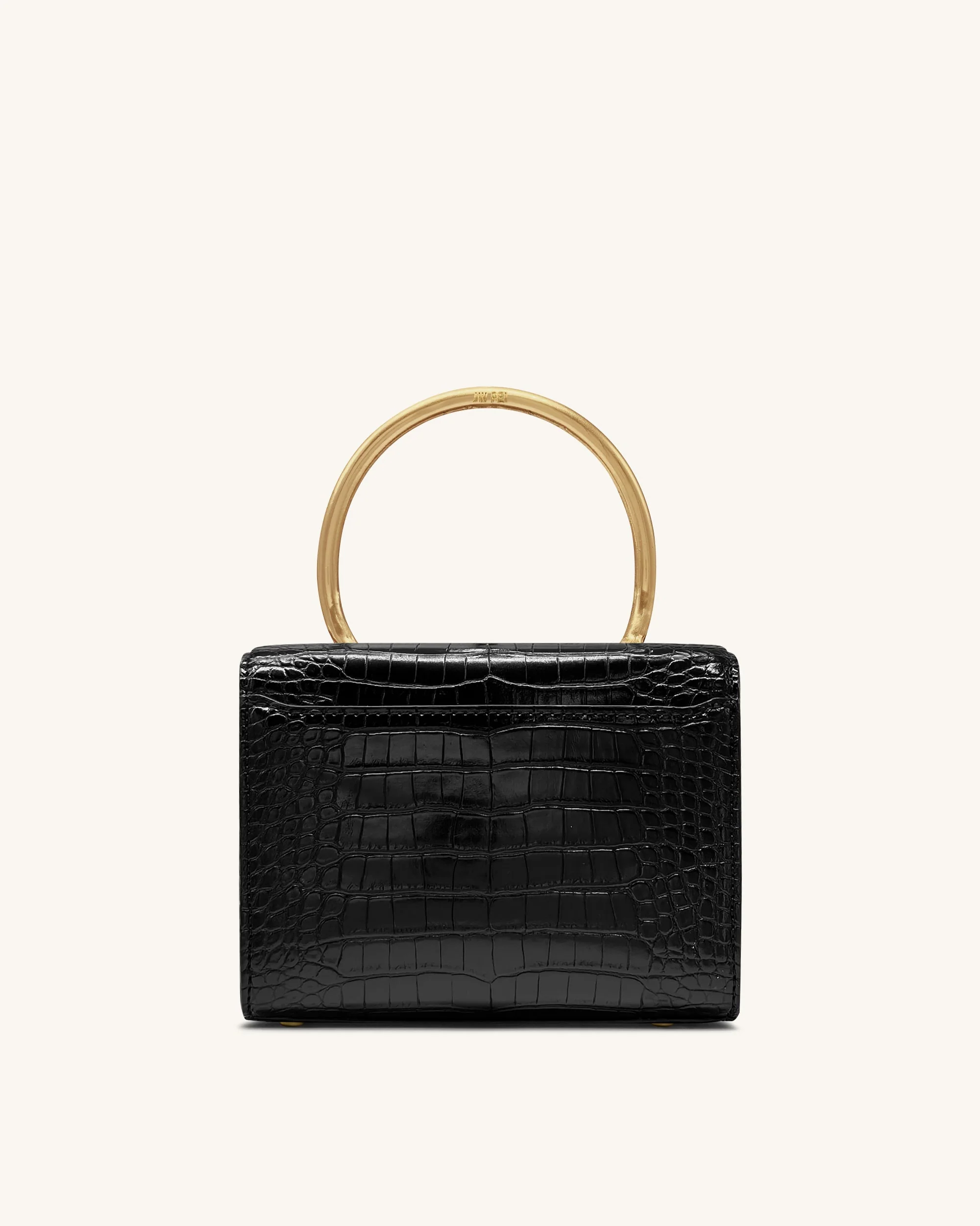 Astrid Calla Lily Metal Handle Top Handle Bag - Black Croc - Image 3