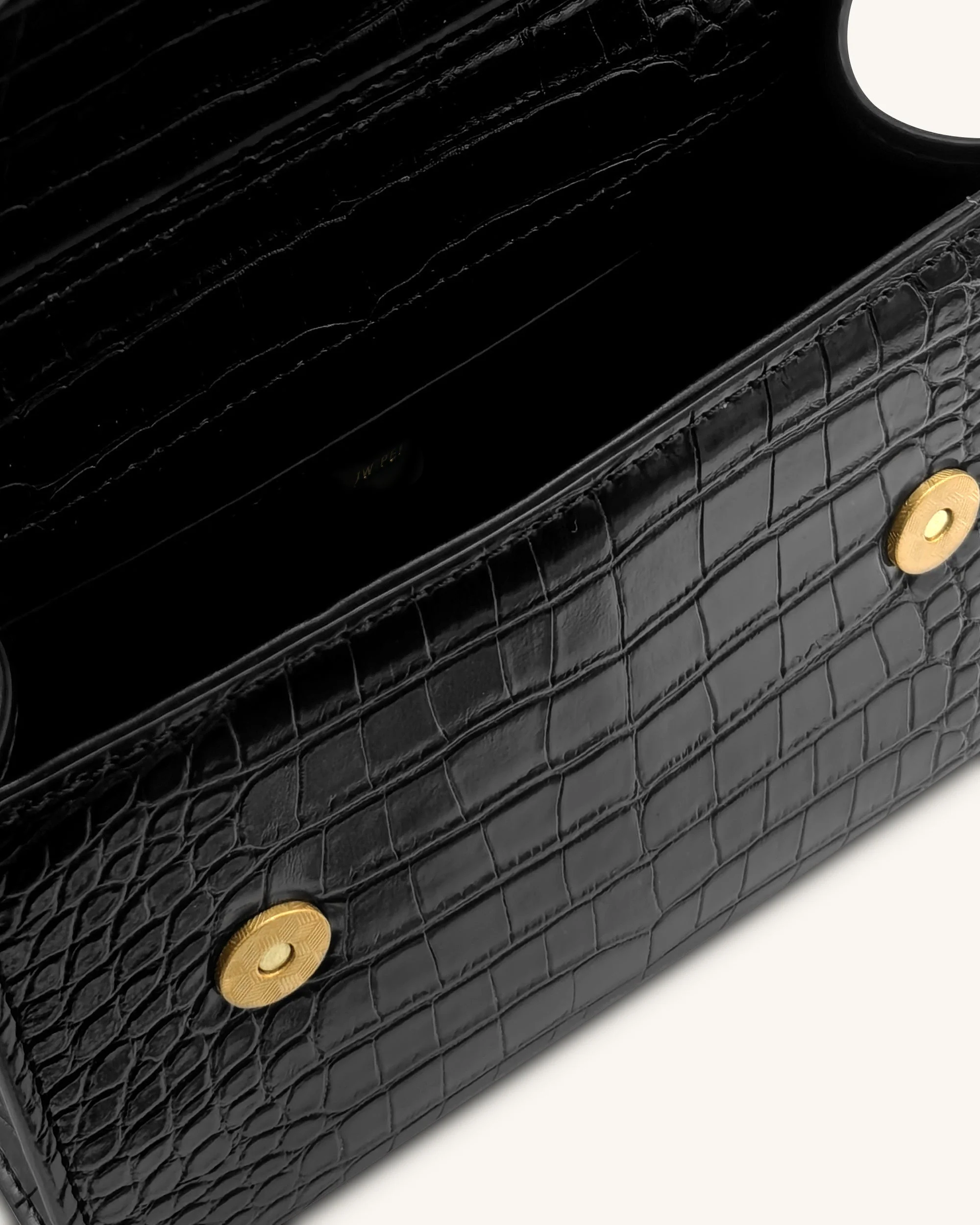 Astrid Calla Lily Metal Handle Top Handle Bag - Black Croc - Image 4