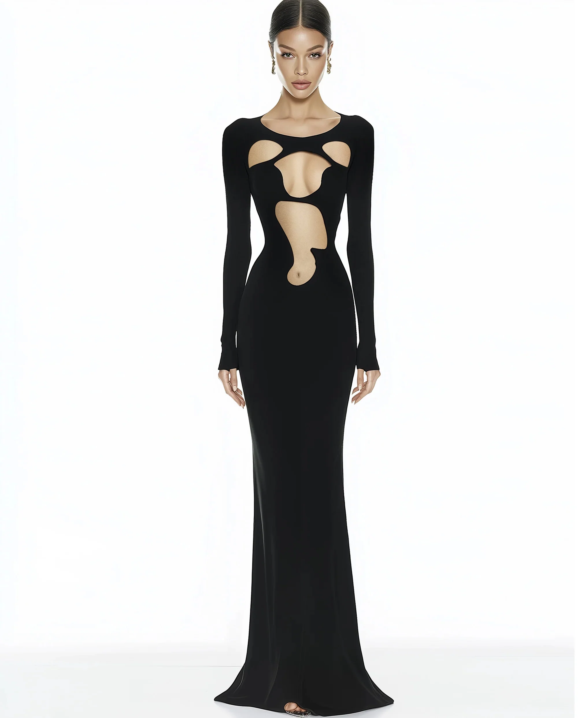 Ava Cutout Bodycon Gown - Black - Image 5