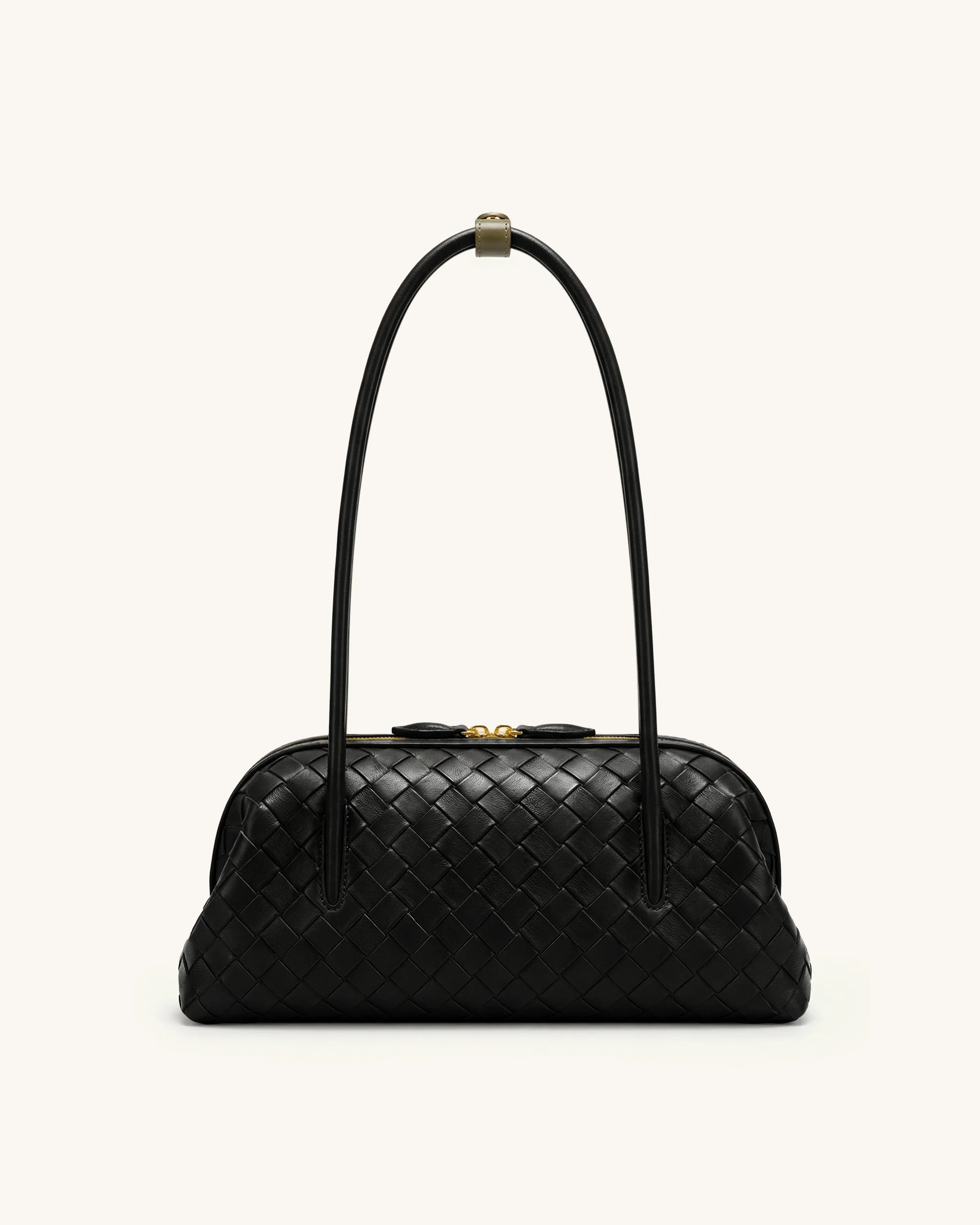 Aveline Woven Textured Shoulder Bag - Black - Image 3