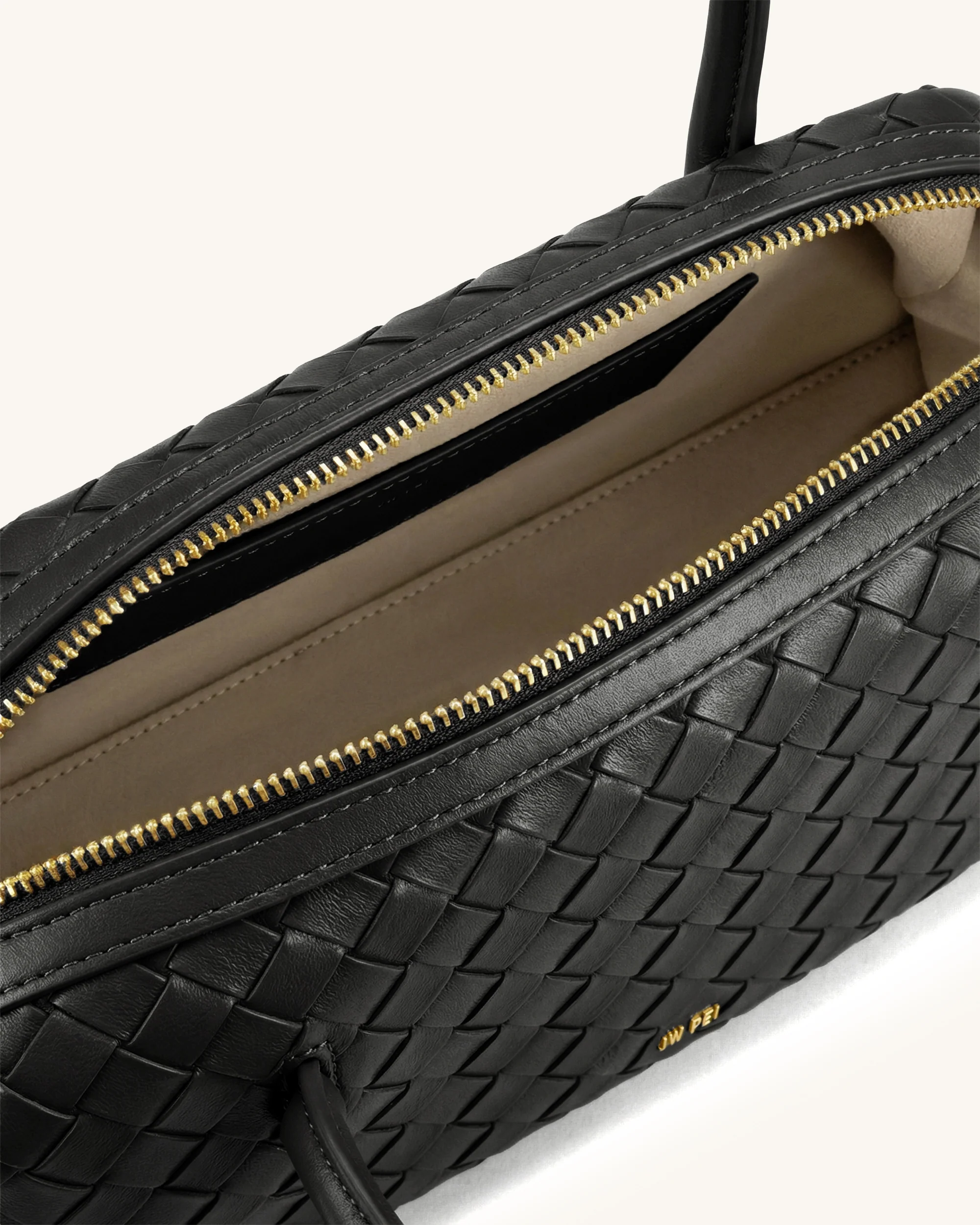 Aveline Woven Textured Shoulder Bag - Black - Image 4