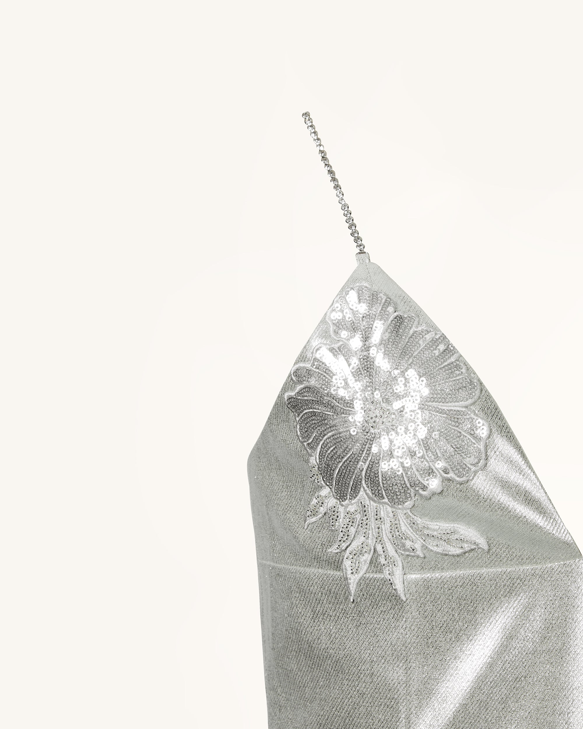 Ayliua Sweetheart-Neckline Rhinestones Embellished Silver Long Dress - Silver - Image 5