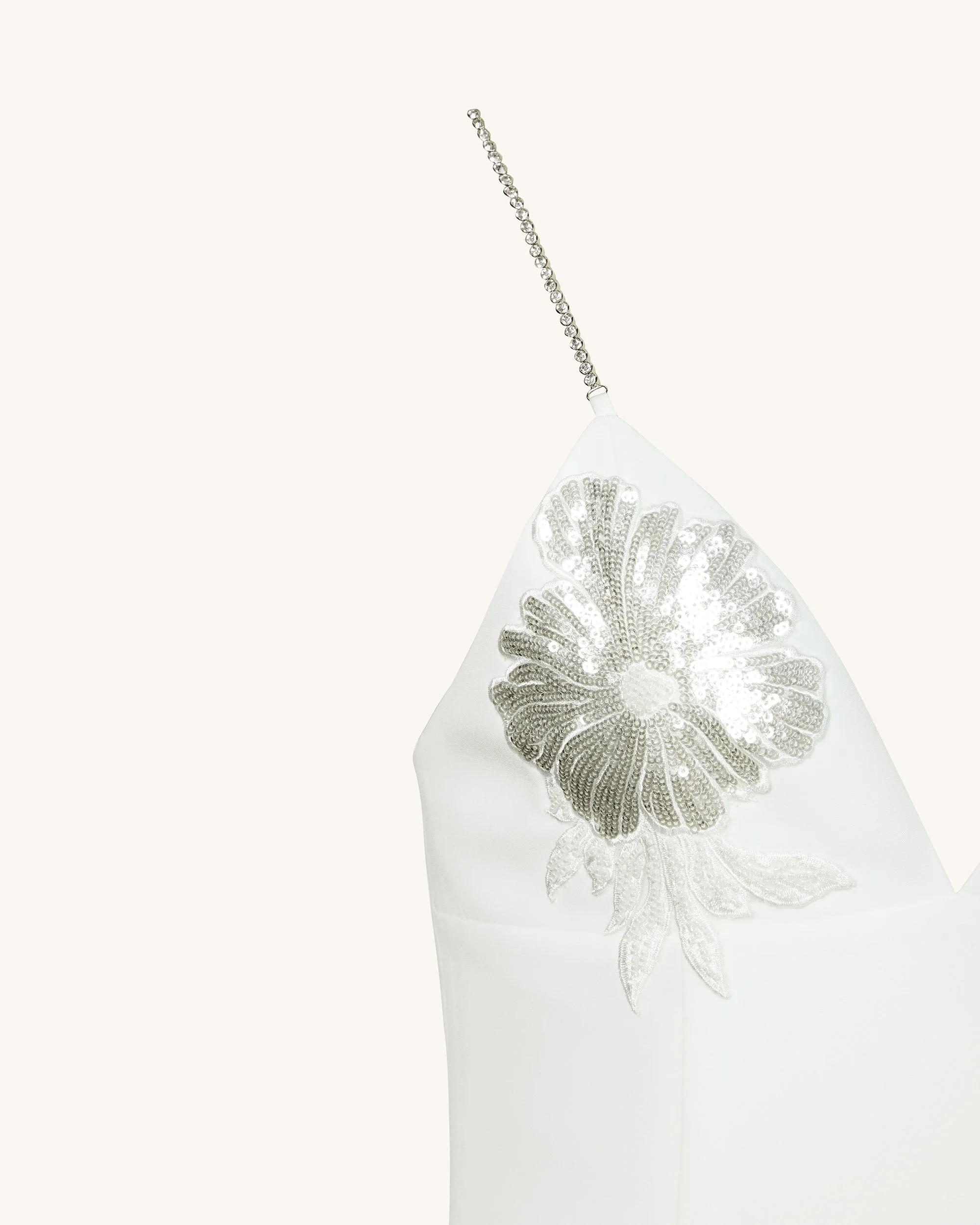 Ayliua Sweetheart-Neckline Rhinestones Embellished White Long Dress - White - Image 5