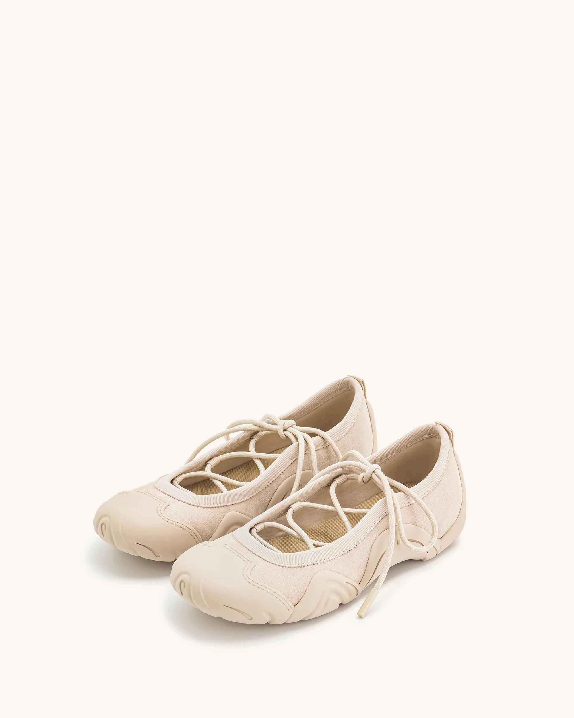 Caitlin Lace-up Ballerina Sneakers  - Beige - Image 3