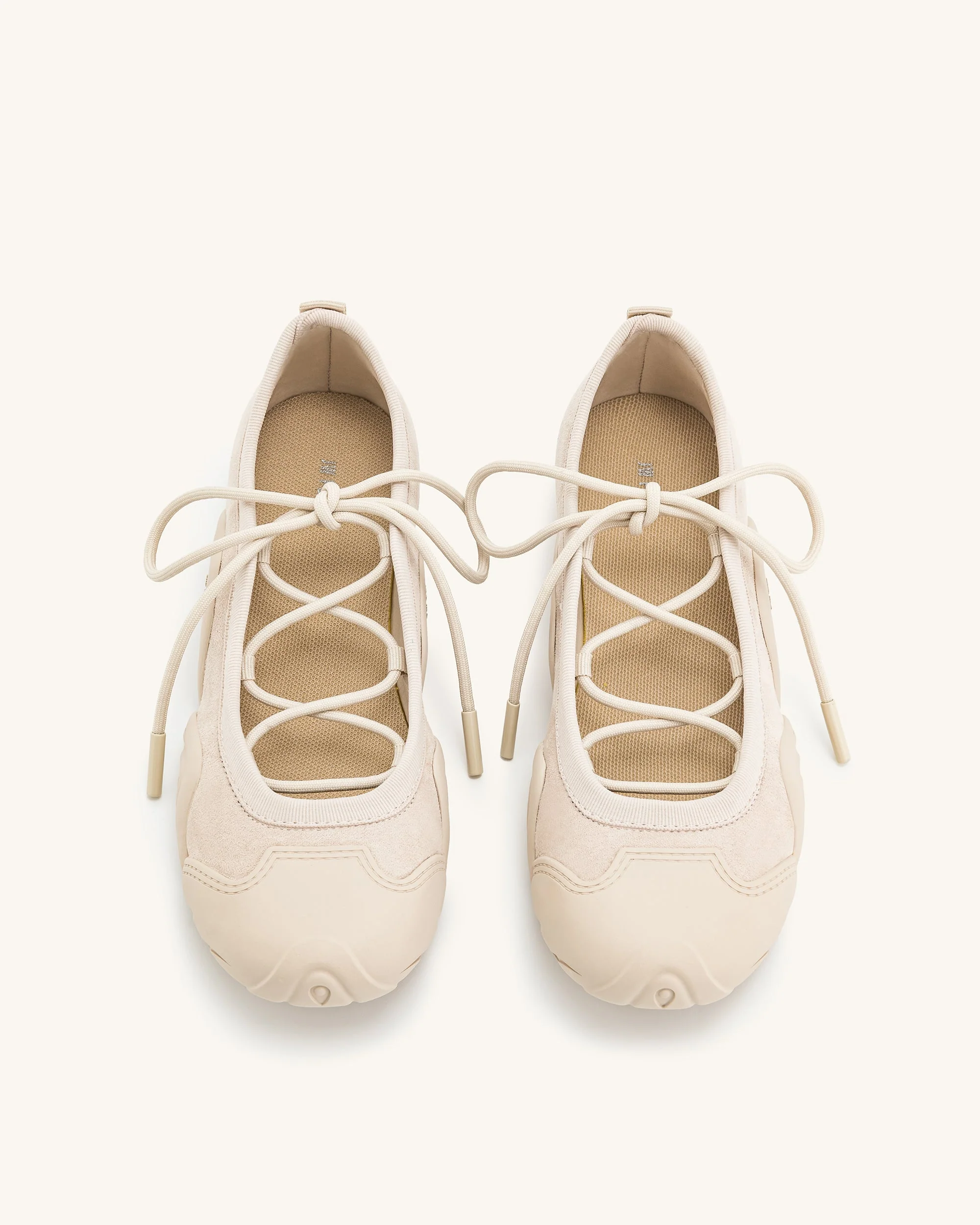 Caitlin Lace-up Ballerina Sneakers  - Beige - Image 4