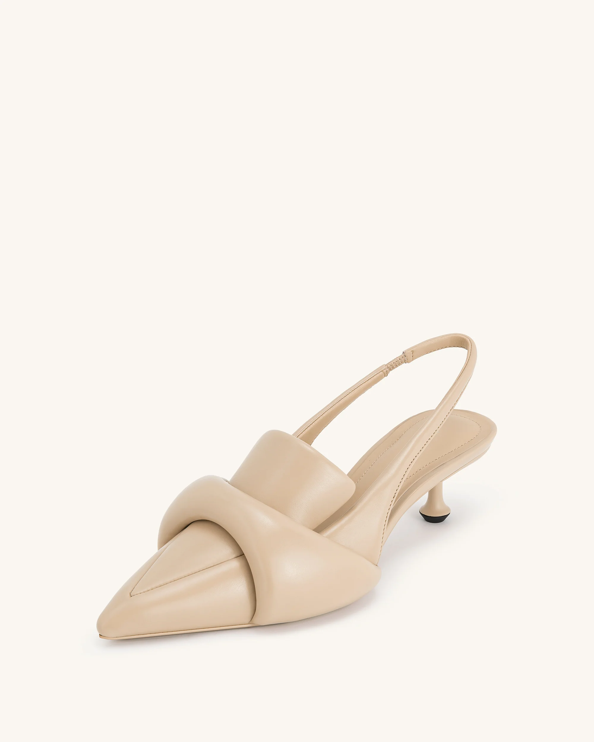 Carla Soft Padded Kitten Heel Pumps - Apricot - Image 6