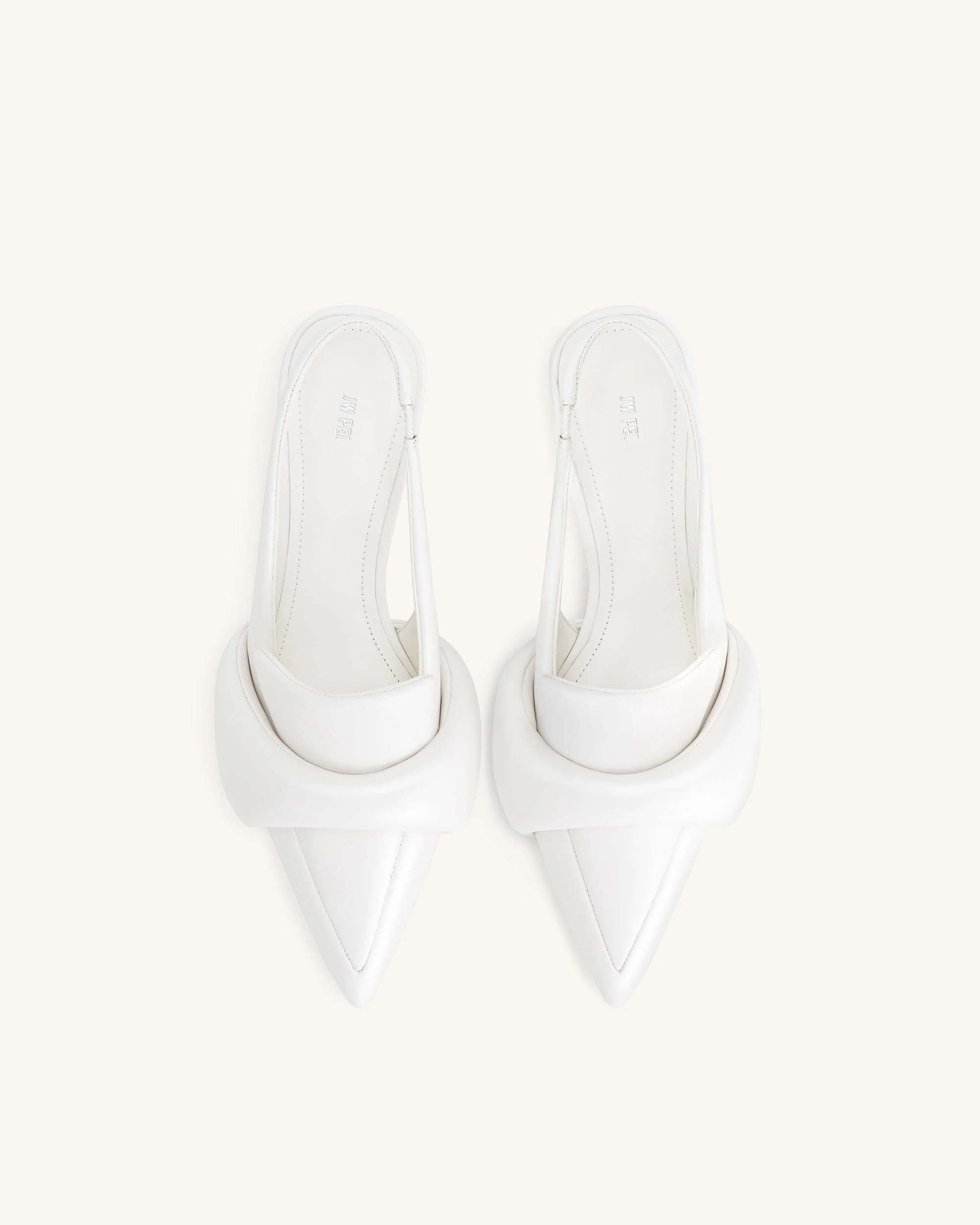 Carla Soft Padded Kitten Heel Pumps - White - Image 3