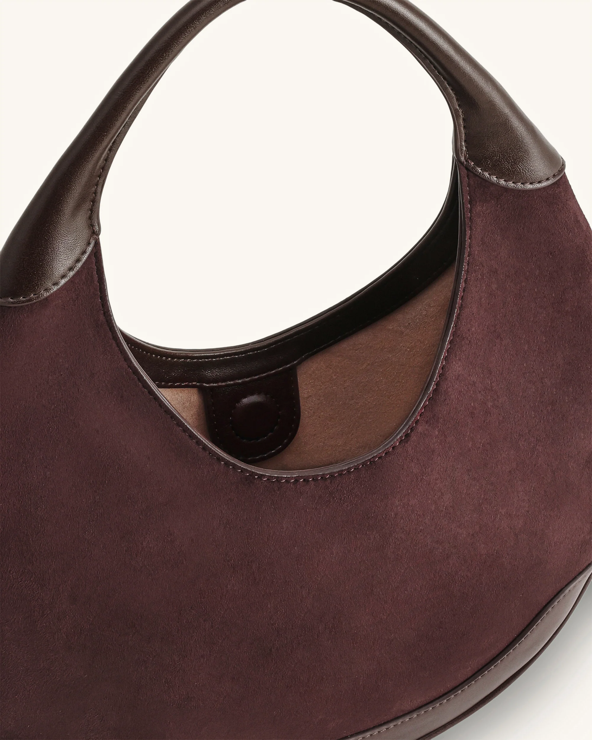 Colette Faux Suede Crescent Hobo Bag - Dark Brown - Image 4