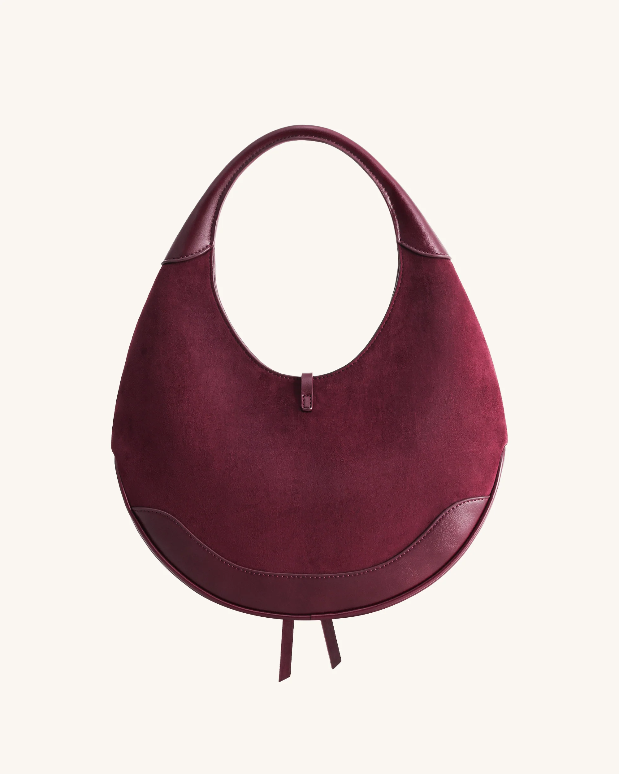 Colette Faux Suede Crescent Hobo Bag - Deep Claret - Image 3