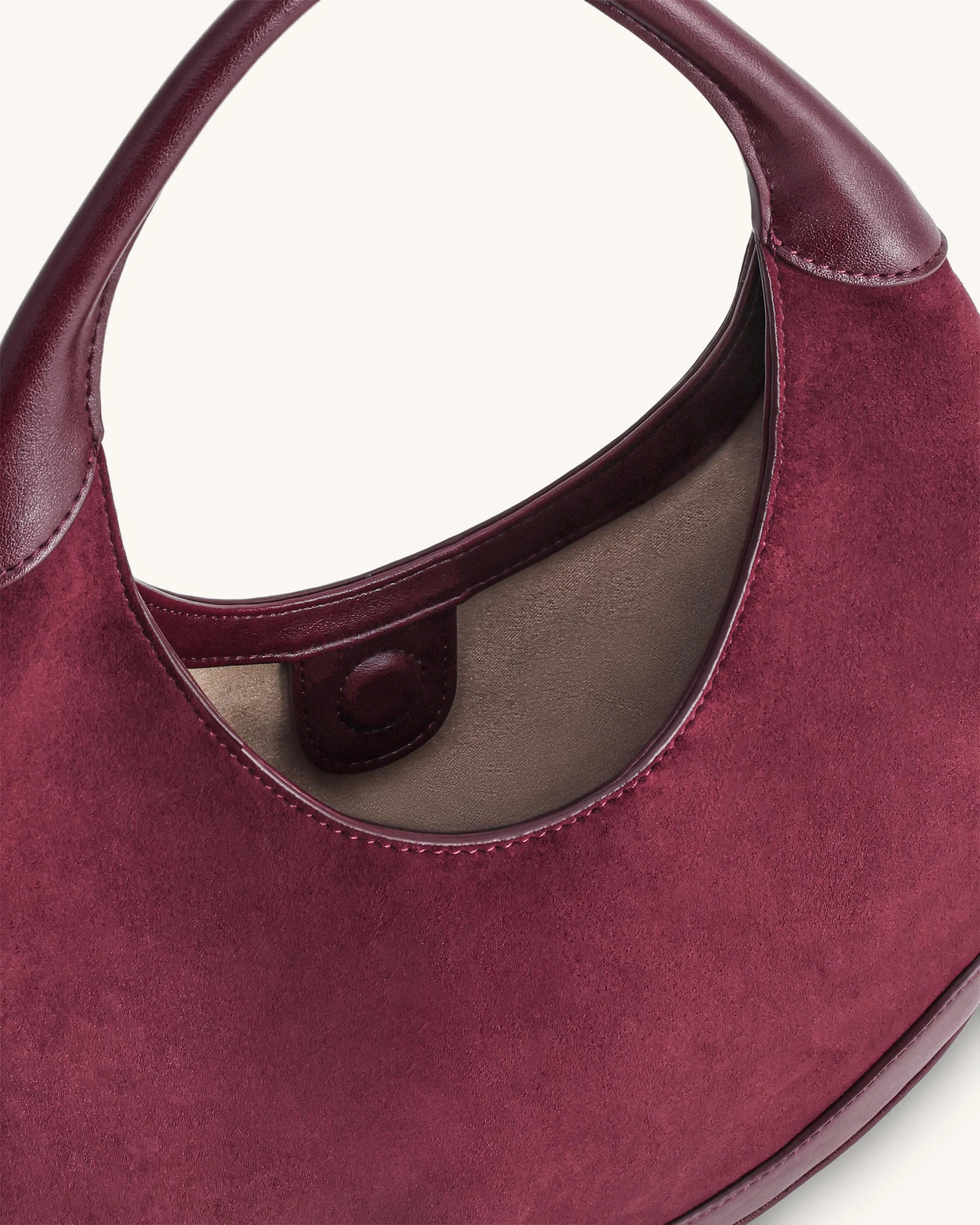 Colette Faux Suede Crescent Hobo Bag - Deep Claret - Image 4