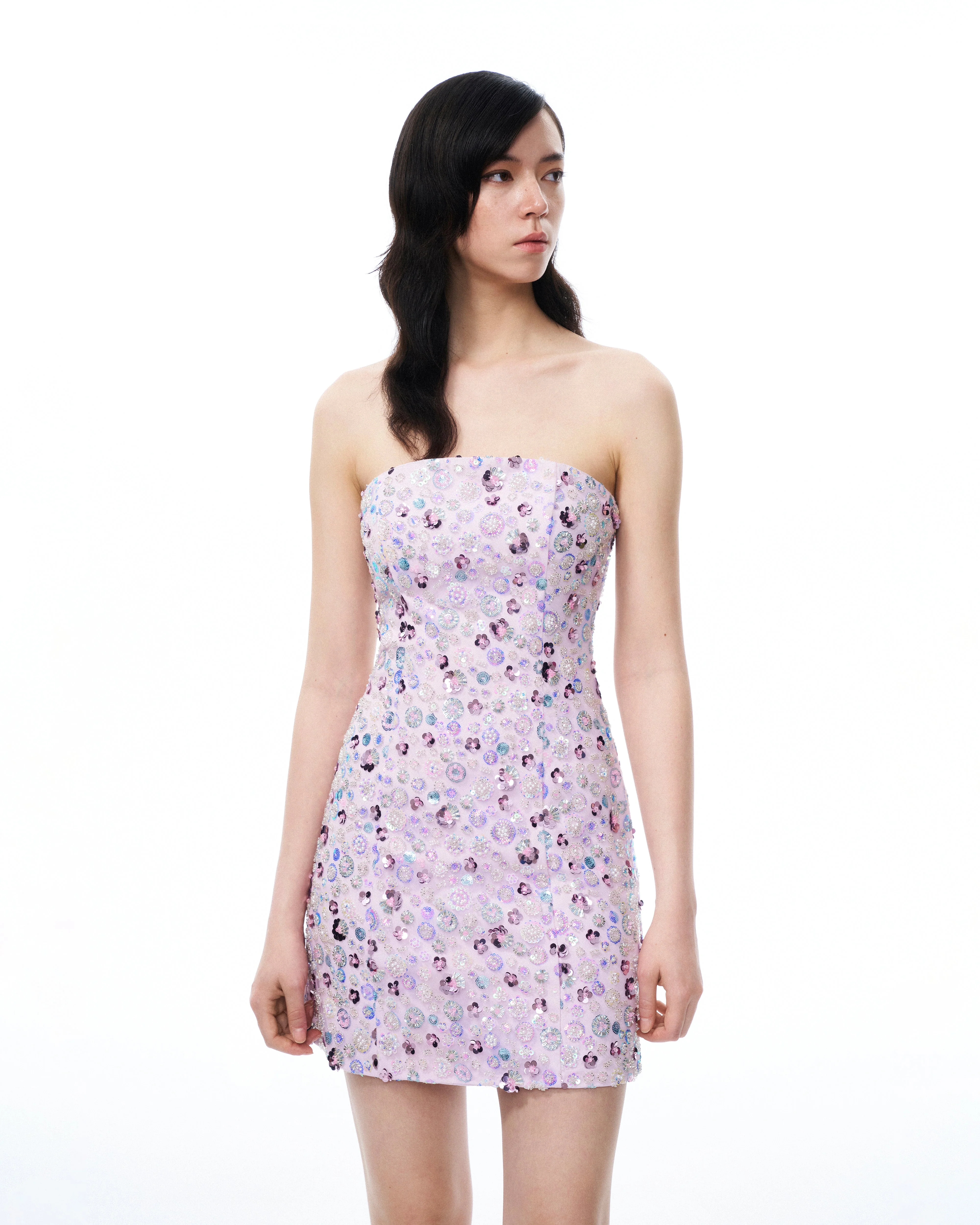 Esme Floral Sequin Embroidered Mini Dress - Purple - Image 4
