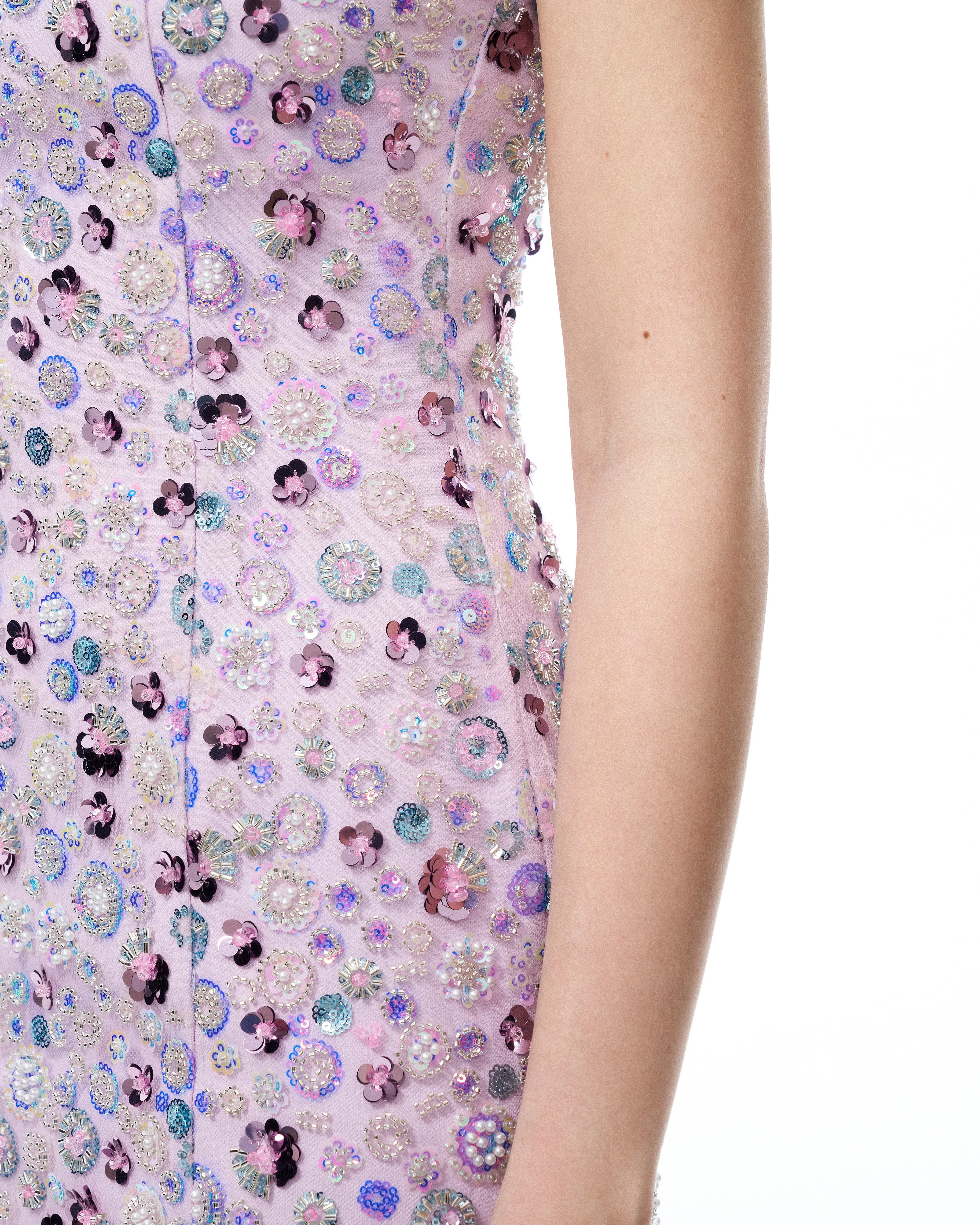 Esme Floral Sequin Embroidered Mini Dress - Purple - Image 6