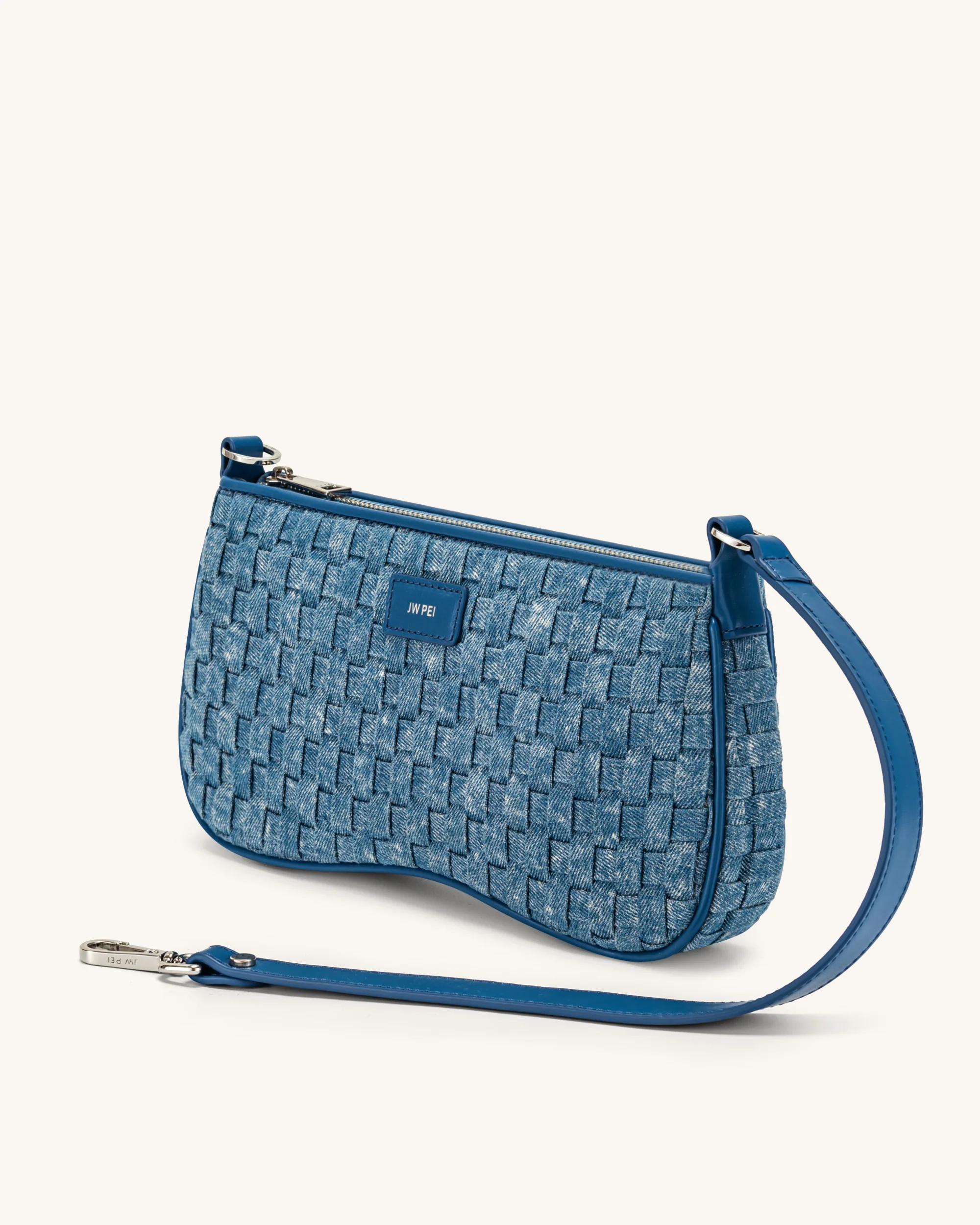 Eva Shoulder Handbag - Blue Denim Weave - Image 3