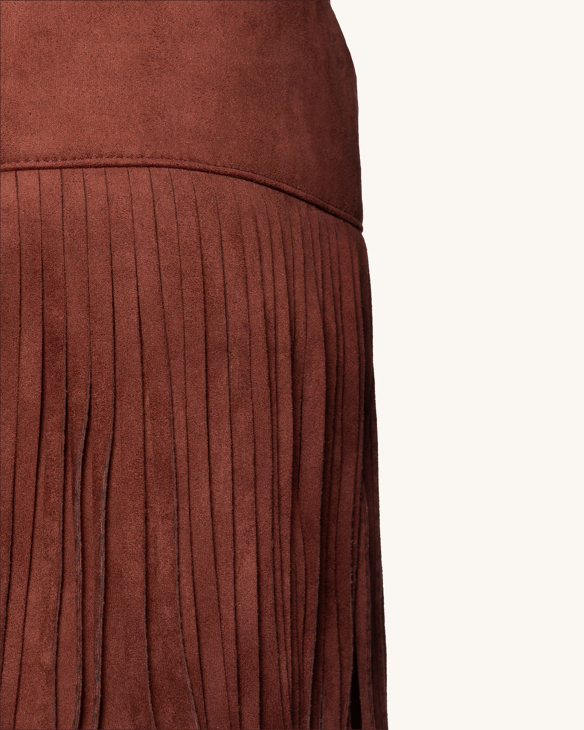 Faux Suede Fringe Halter - Burgundy - Image 6