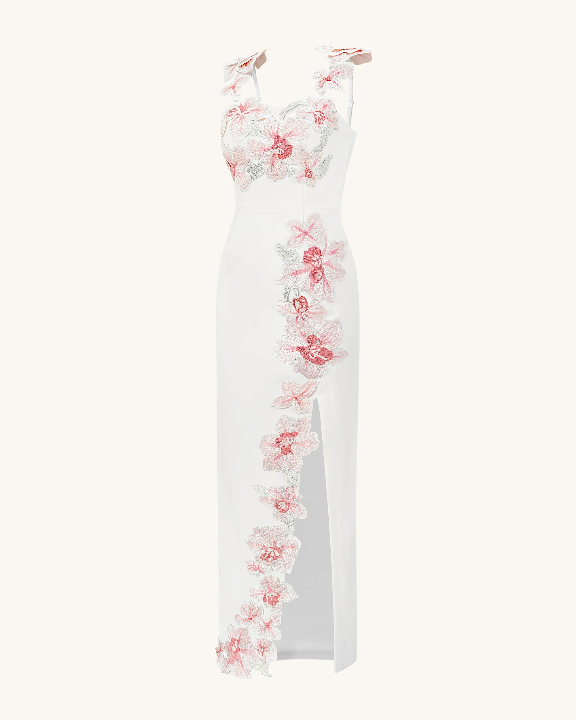 Flower Embroidered Dress - White/Pink - Image 3