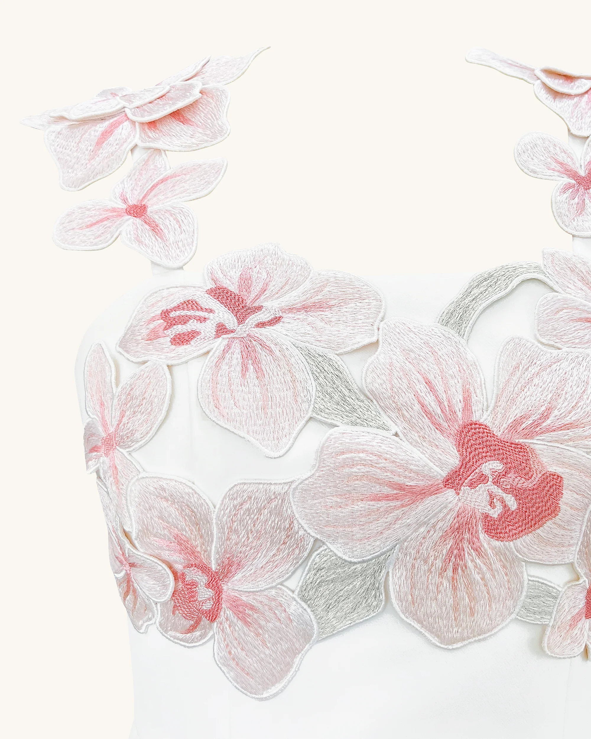 Flower Embroidered Dress - White/Pink - Image 5