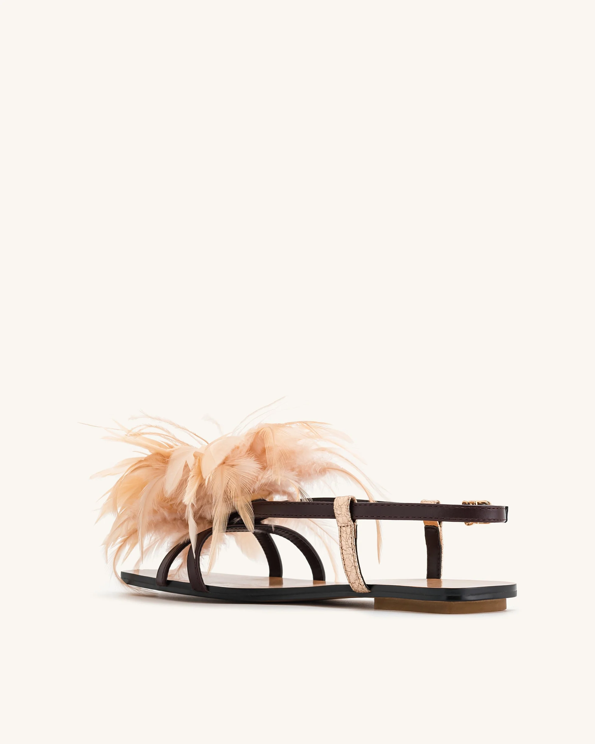 Fluffy Flats Sandals-Brown - Image 5