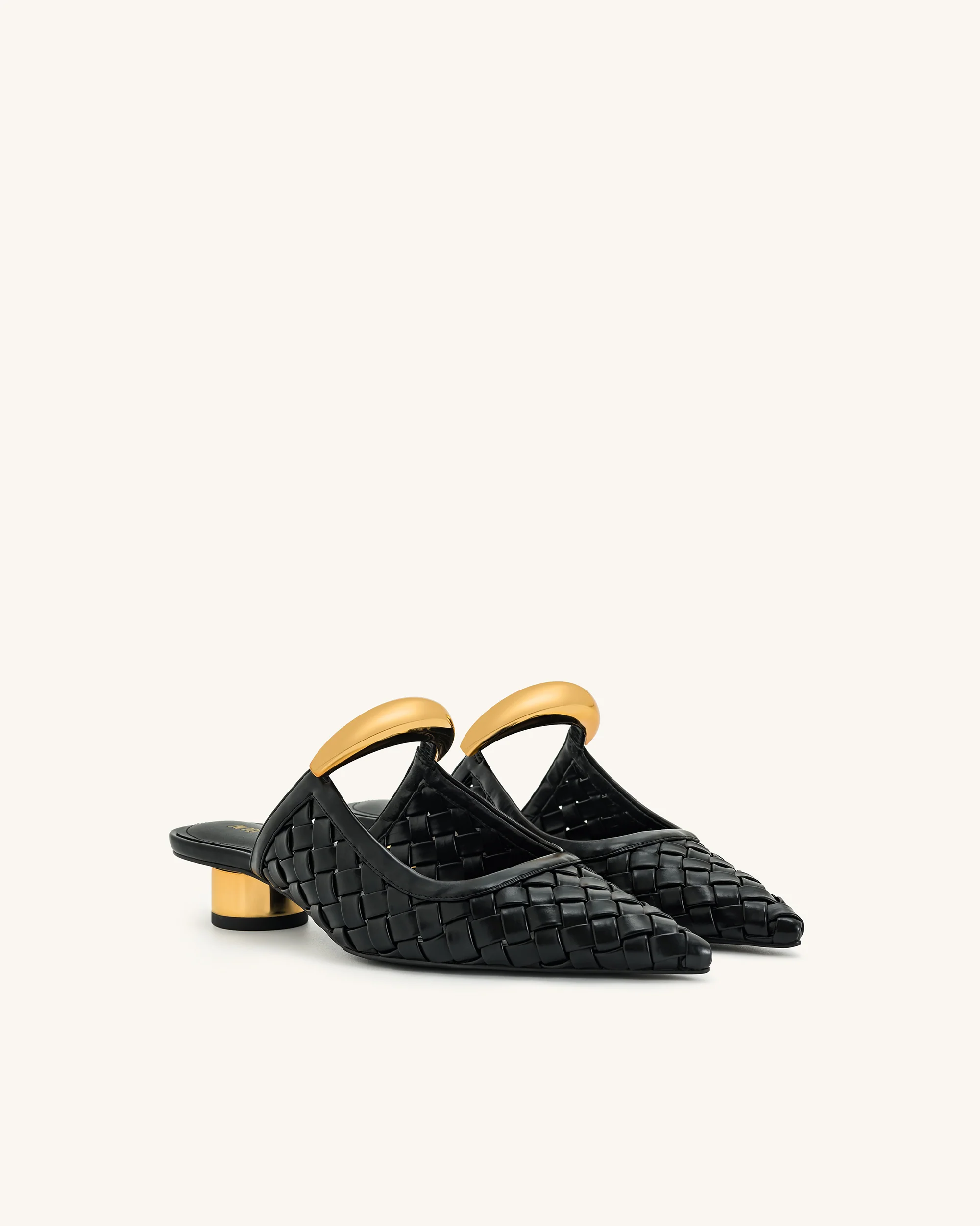 Helena Weave Pierced Mules - Black - Image 3