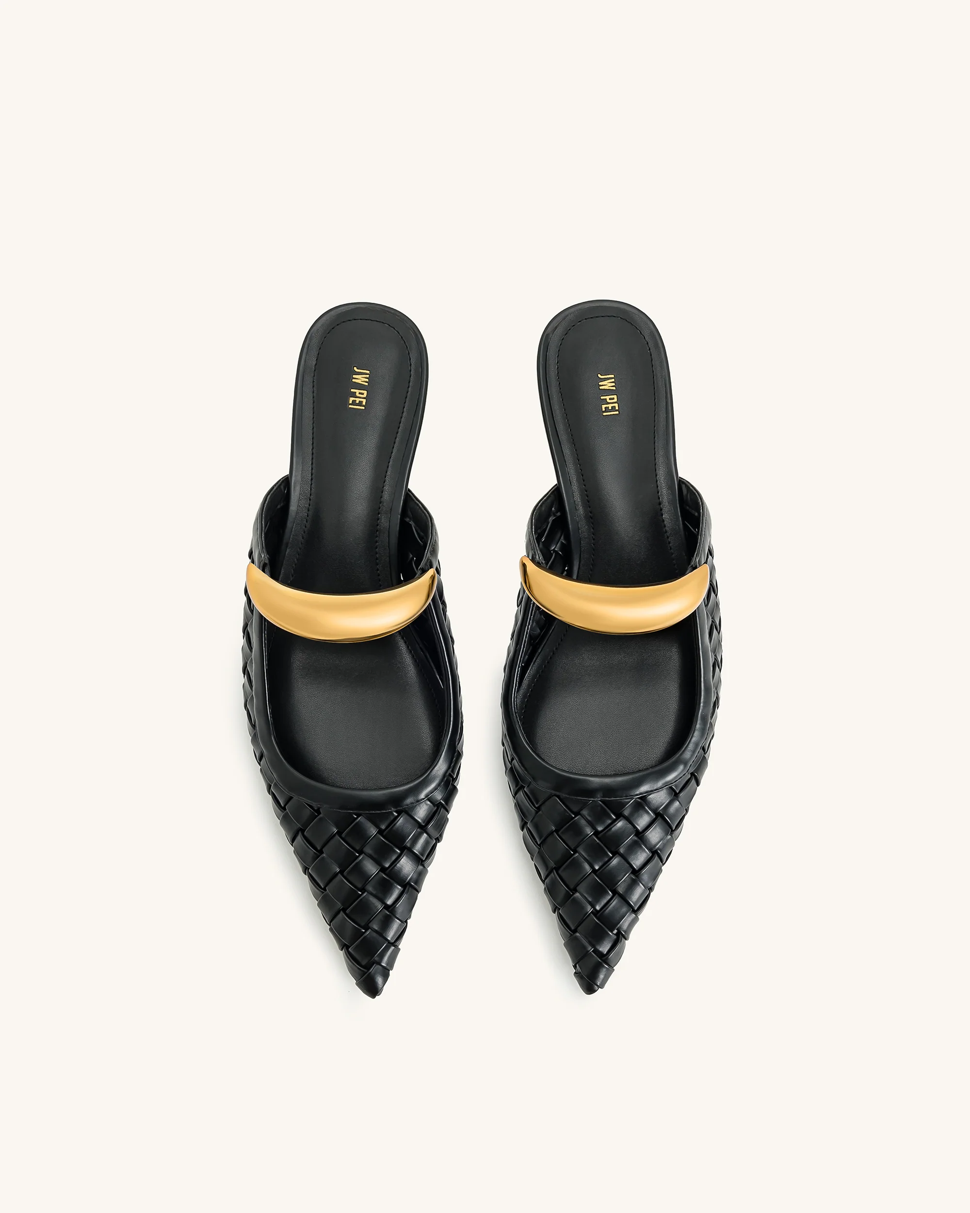 Helena Weave Pierced Mules - Black - Image 4