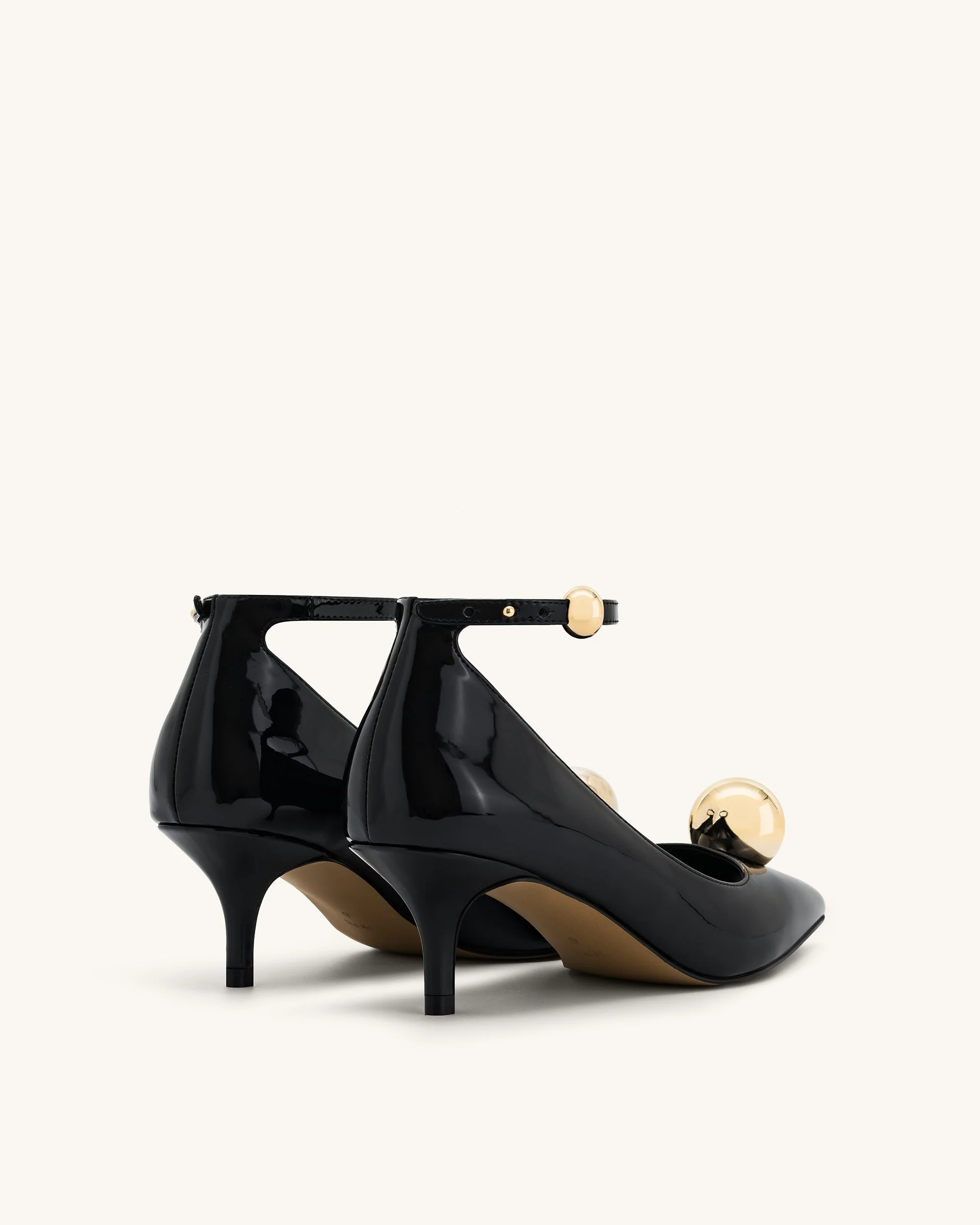 Jewel Buckle Kitten Heels Pumps-Black - Image 3