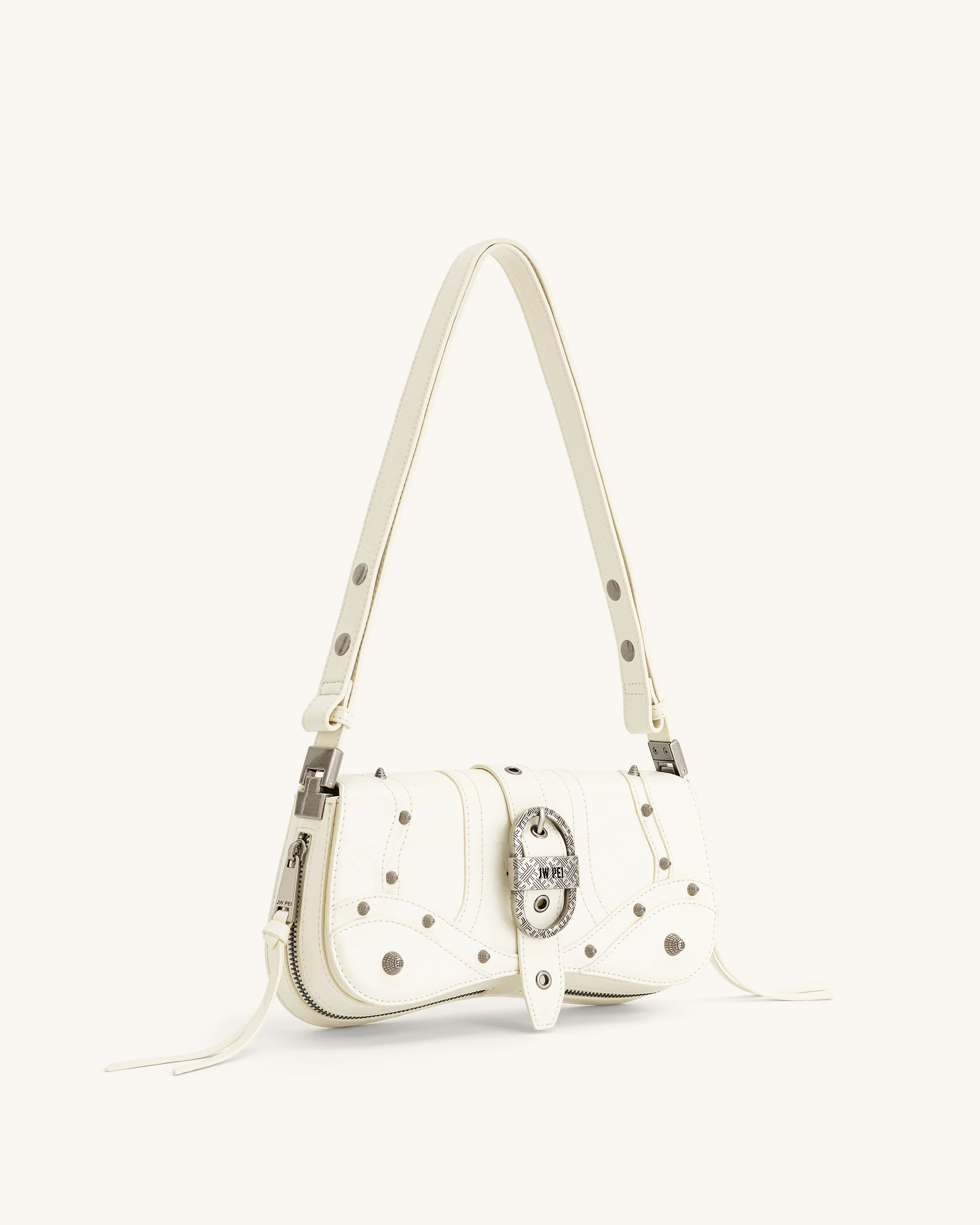 Joy Crushed Shoulder Bag - White - Image 3