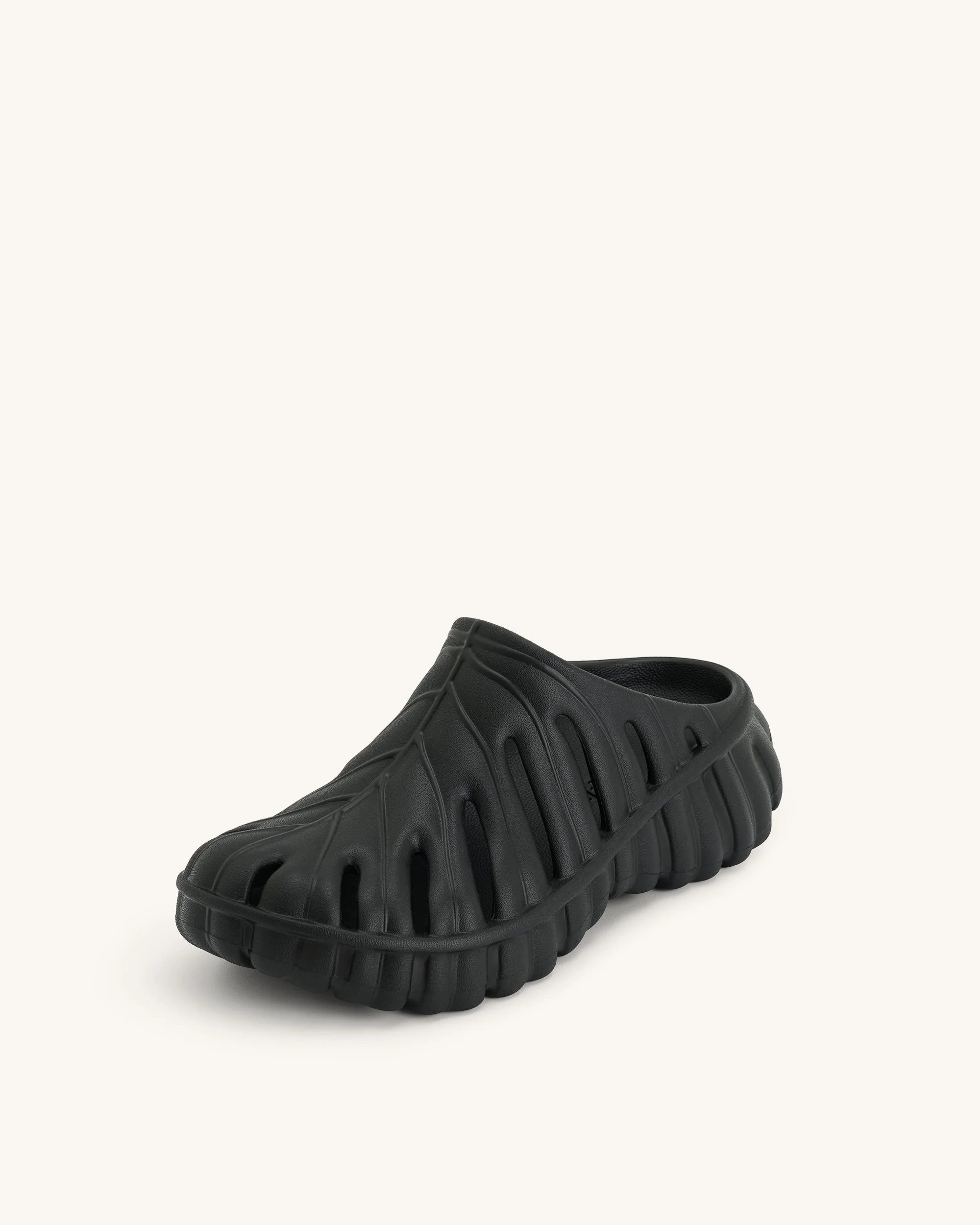 Tara Leaf Platform Clog - Black - Image 4