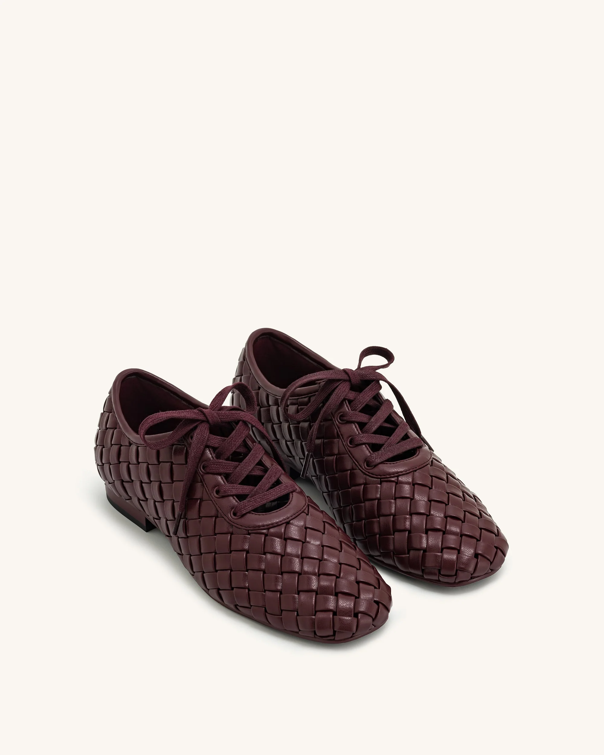 Kayla Weave Strap Flat Shoes - Claret Red - Image 3
