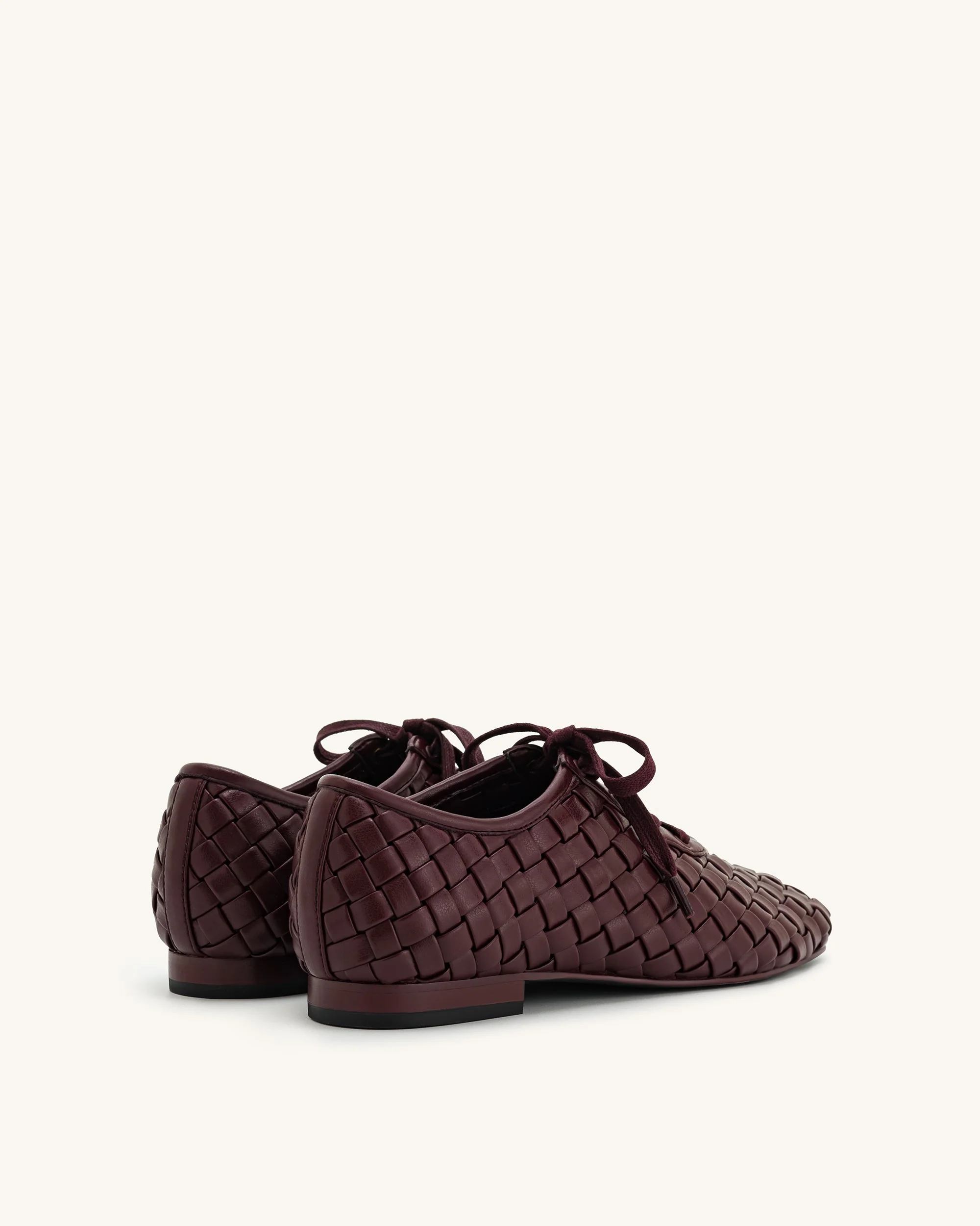 Kayla Weave Strap Flat Shoes - Claret Red - Image 4