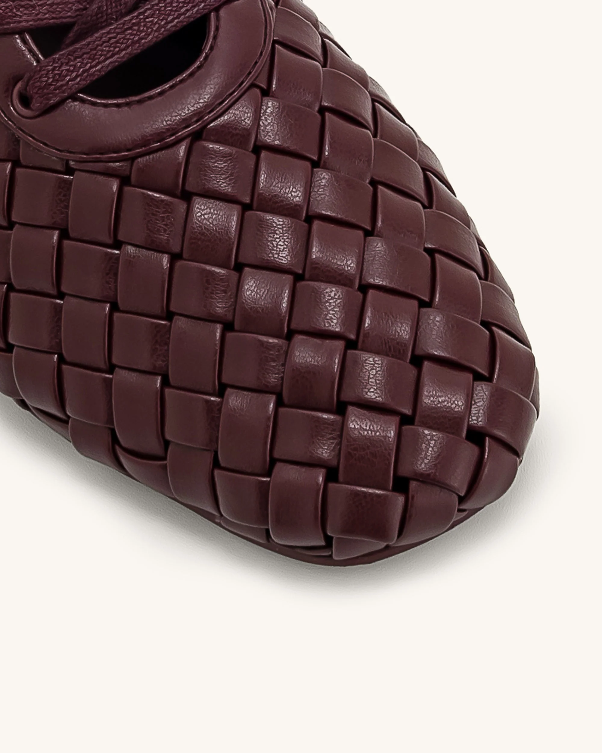 Kayla Weave Strap Flat Shoes - Claret Red - Image 5