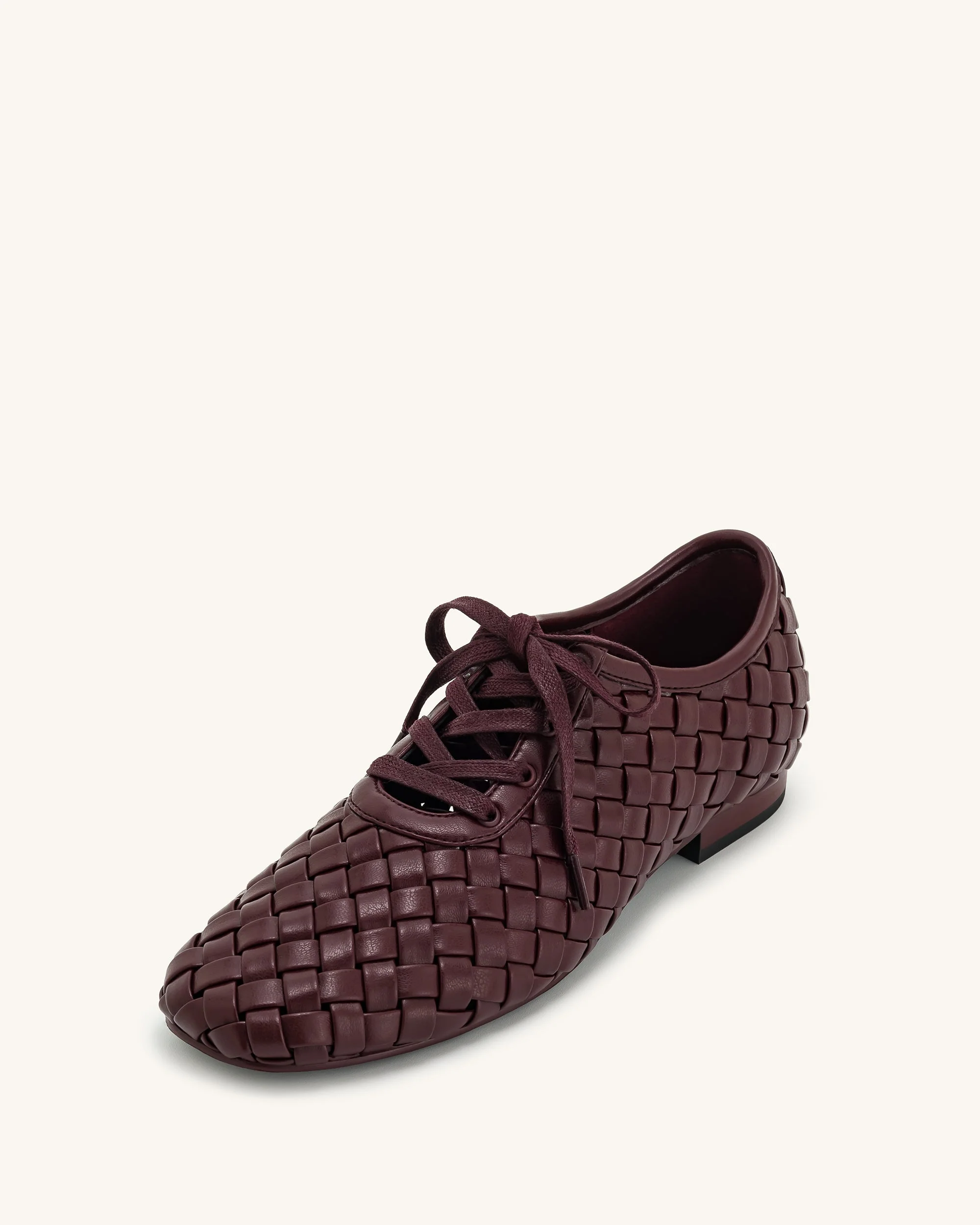 Kayla Weave Strap Flat Shoes - Claret Red - Image 6