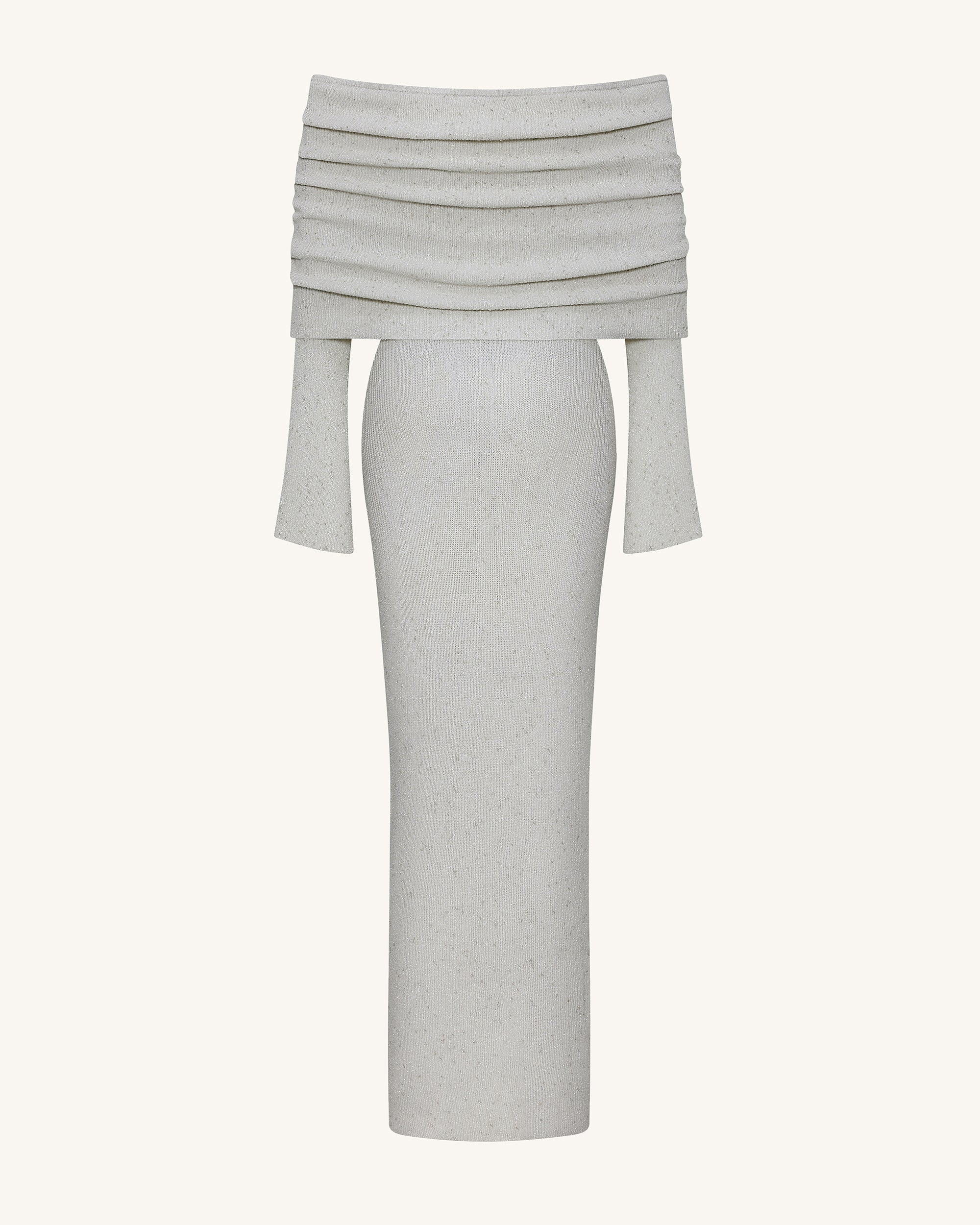 Knit Off-Shoulder Maxi Dress - Cream - Image 6