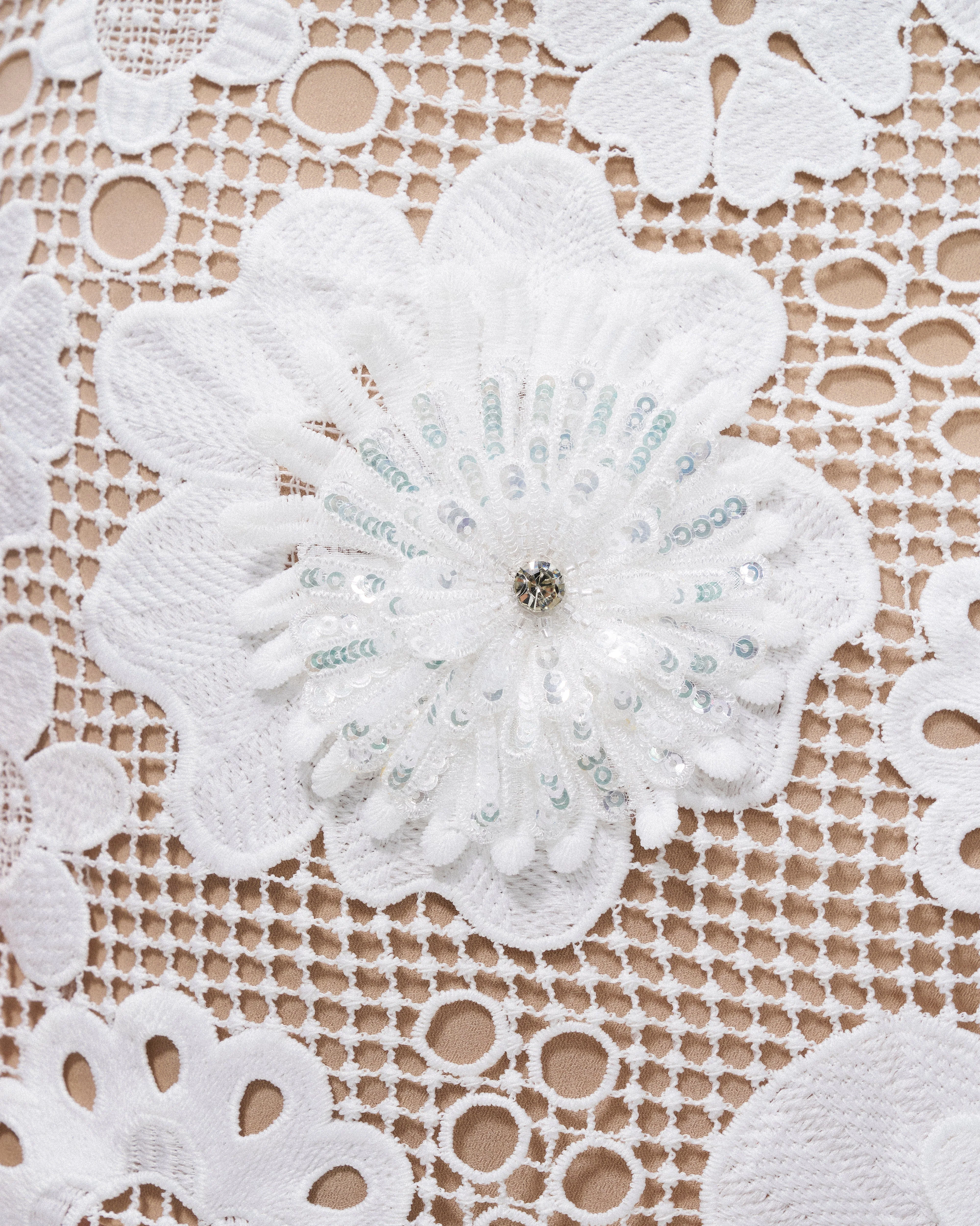 Leander Embroidered Lace Mini Dress - White - Image 7