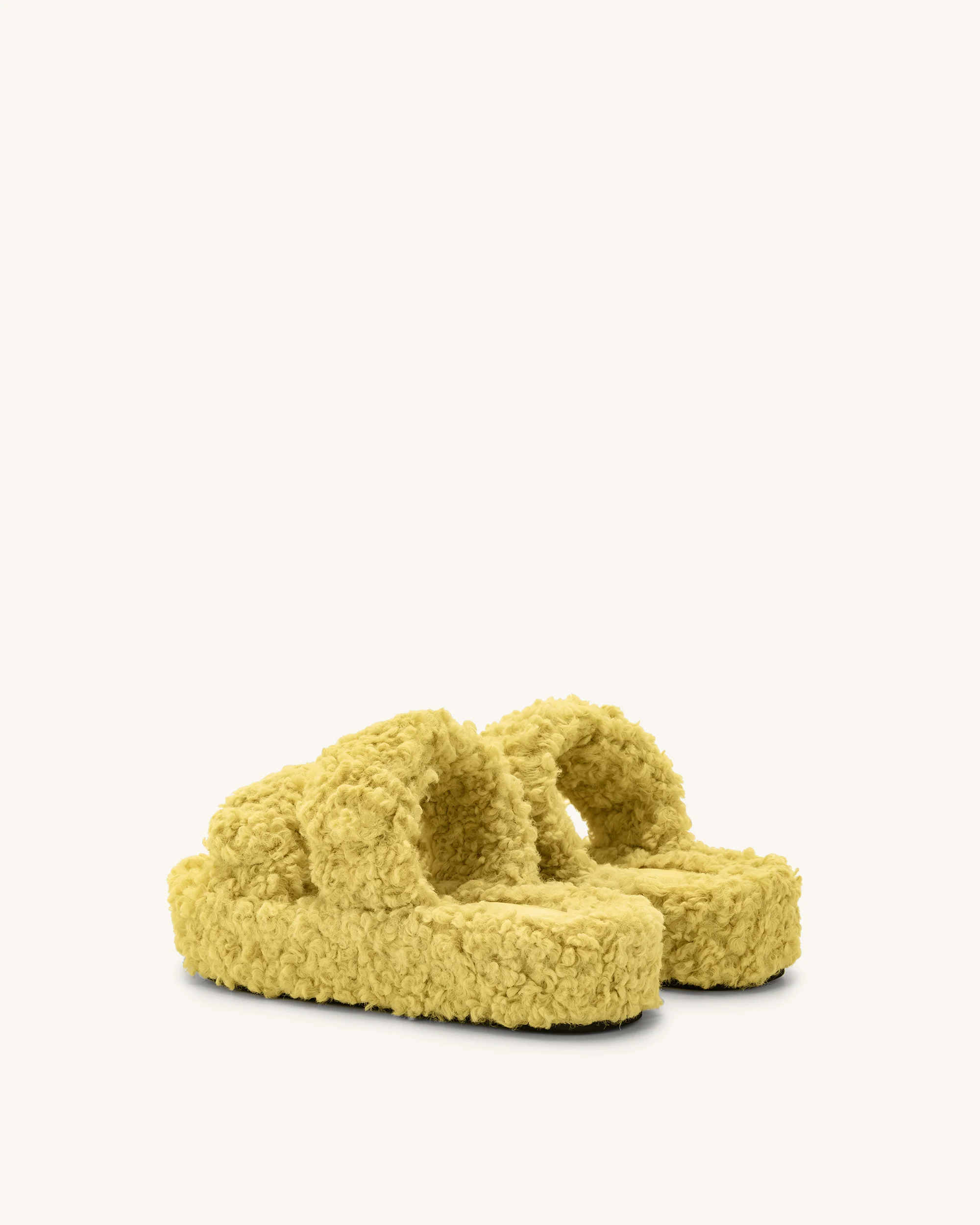 Lexi Faux Fur Platform Sandal - Yellow - Image 4