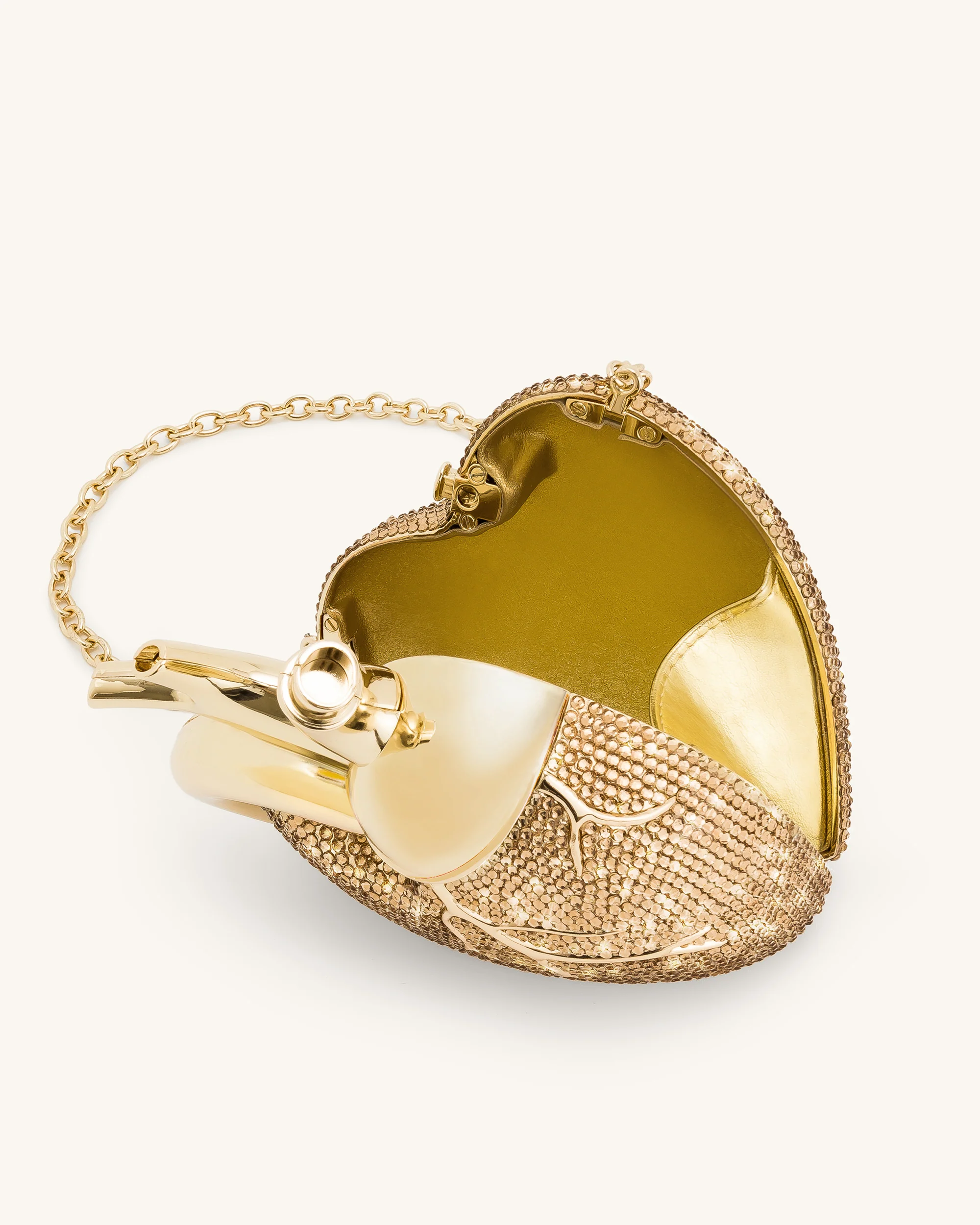 Maren Artificial Crystal Heart Shaped Bag - Gold - Image 5