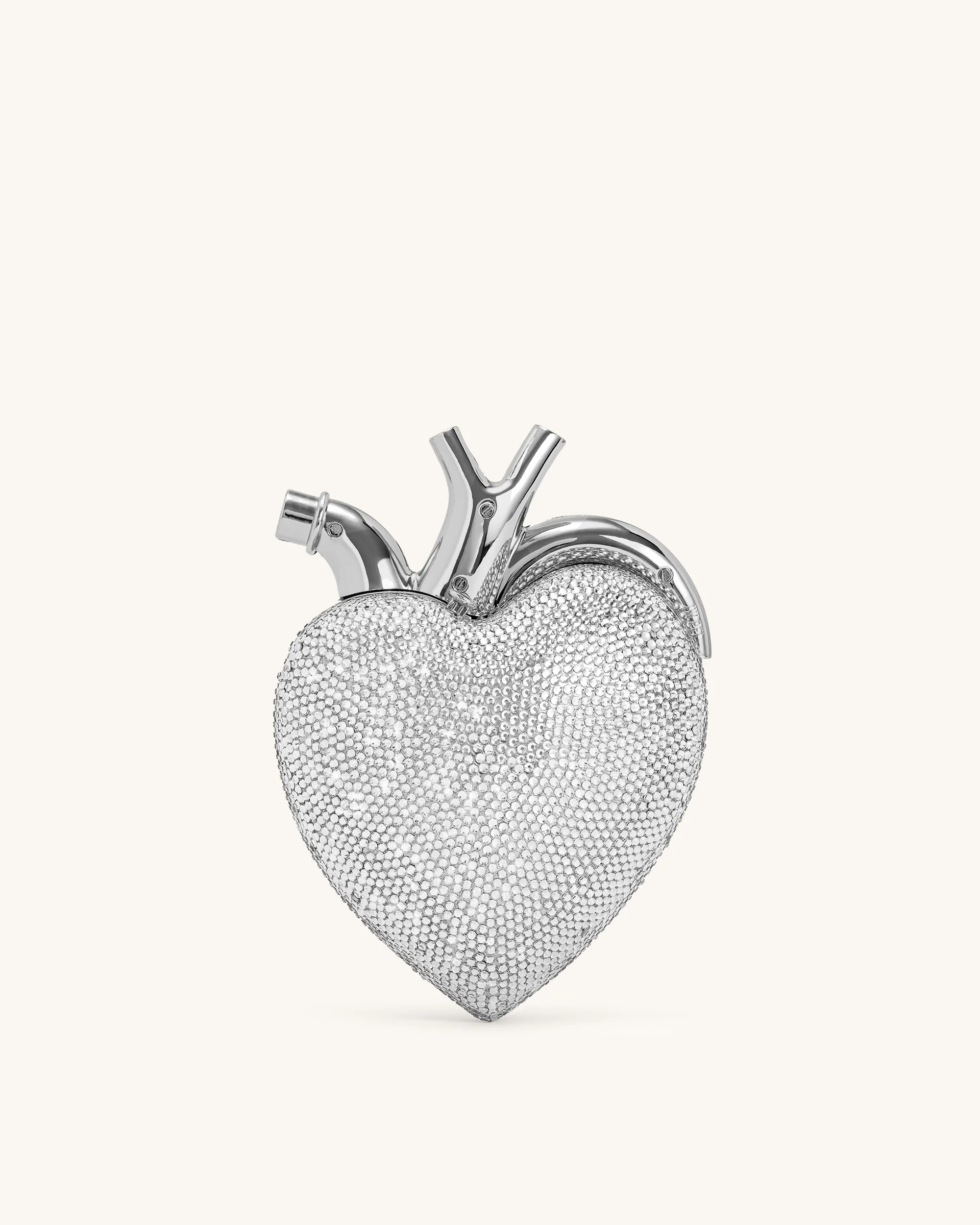Maren Artificial Crystal Heart Shaped Bag - Silver - Image 3