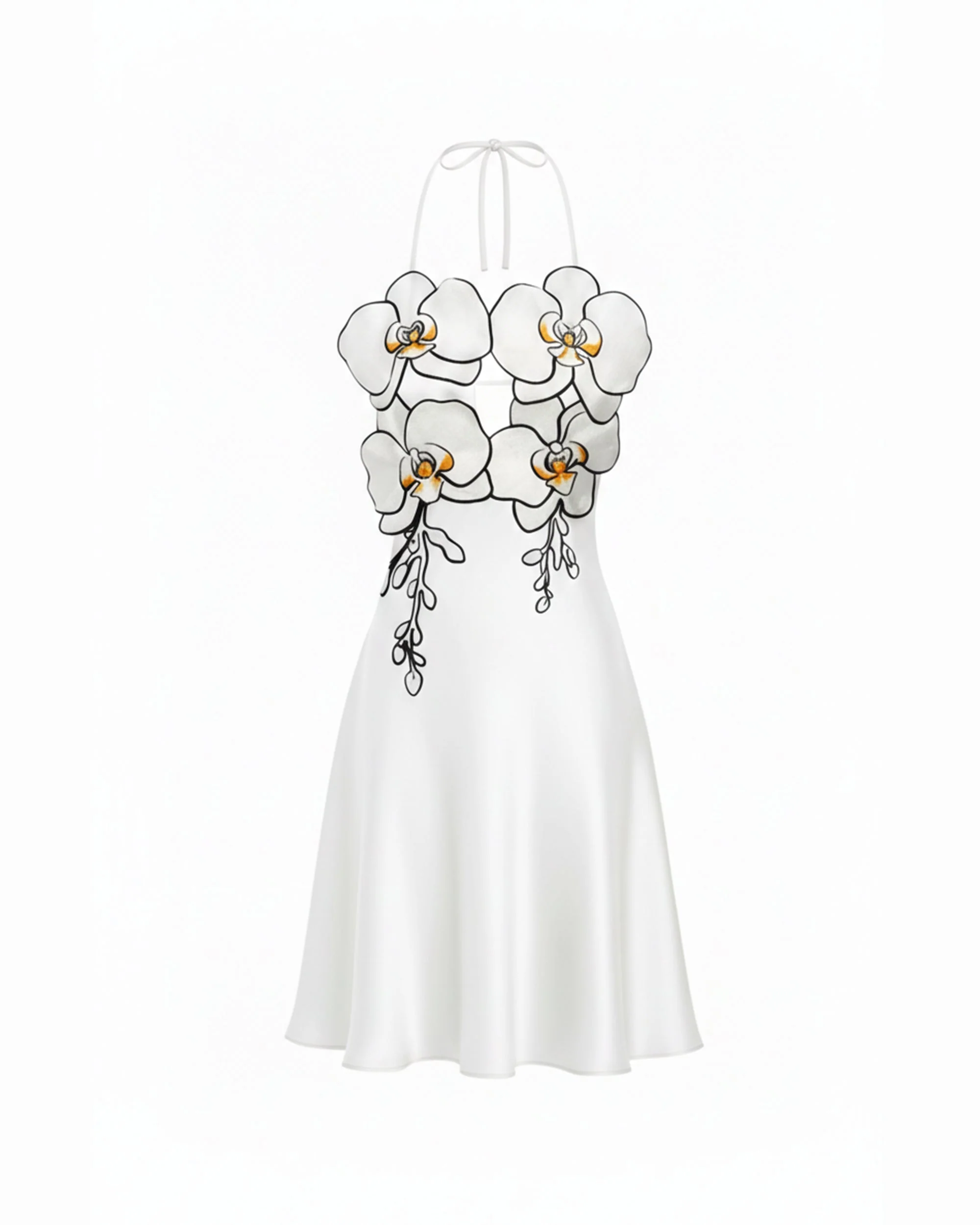 Orchid Embroidered Halter Mini Dress - White - Image 3