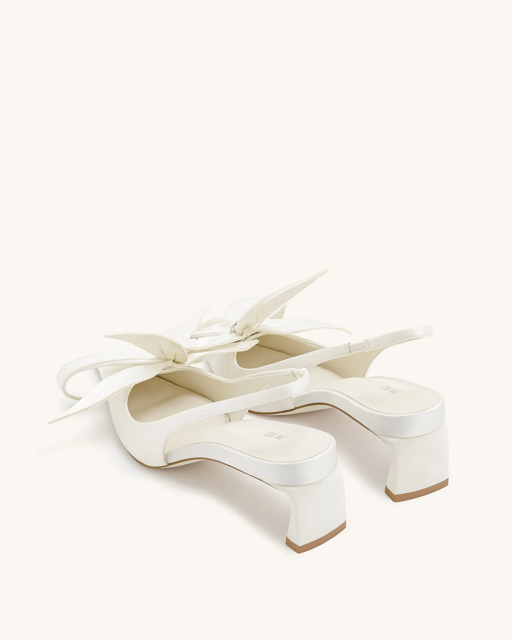 Queena Floral Appliques Slingback Pumps - Ivory White - Image 4